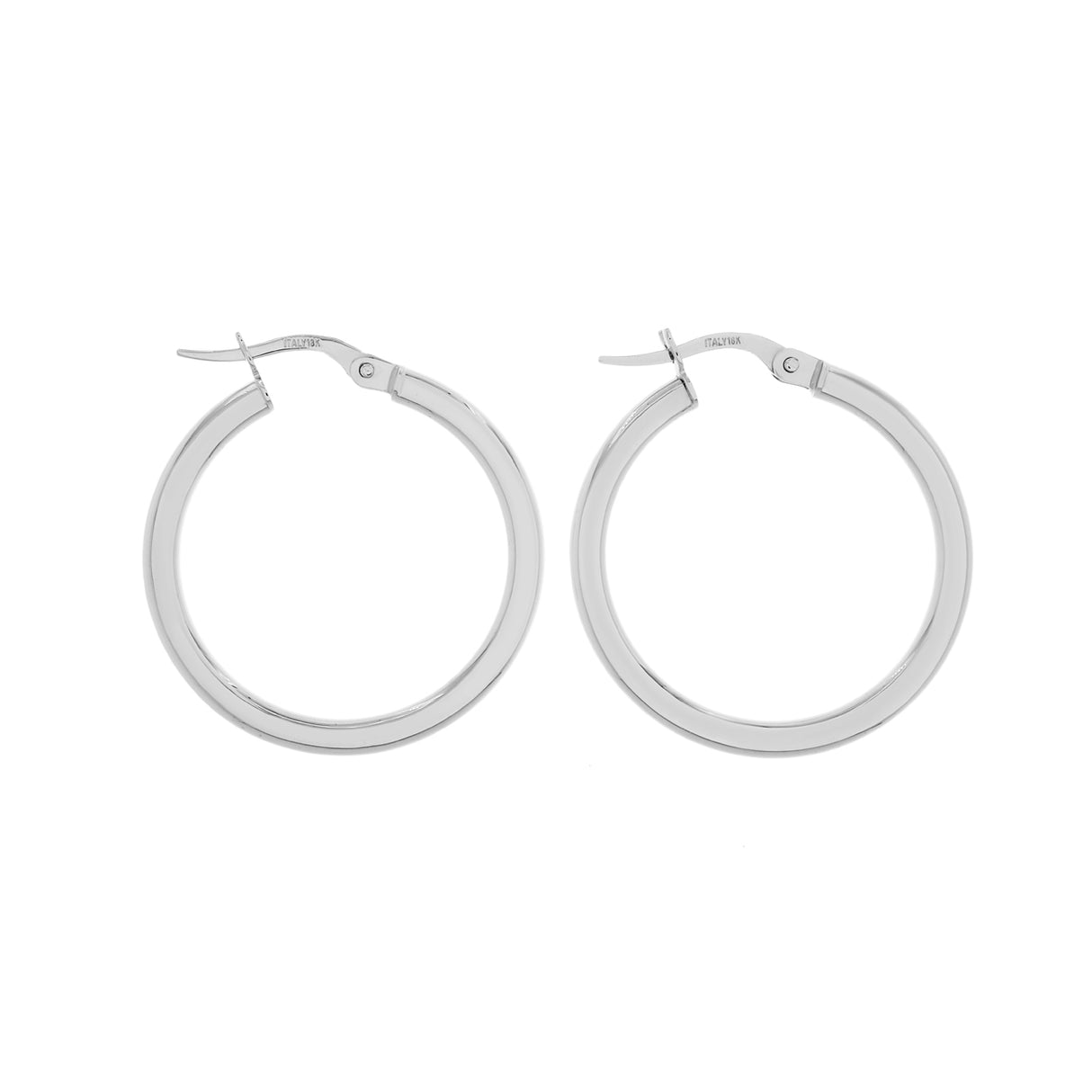 18K White Gold Italian Hoop Earrings Fine Jewellery Modaselle