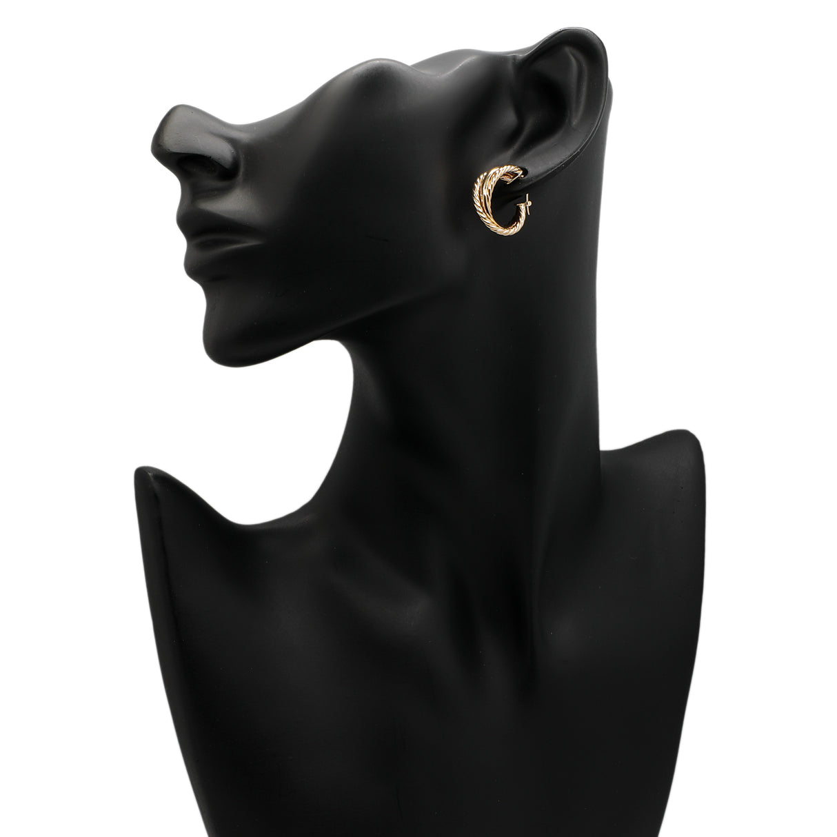 14K Yellow Gold Crossover Hoop Earrings Fine Jewellery Modaselle