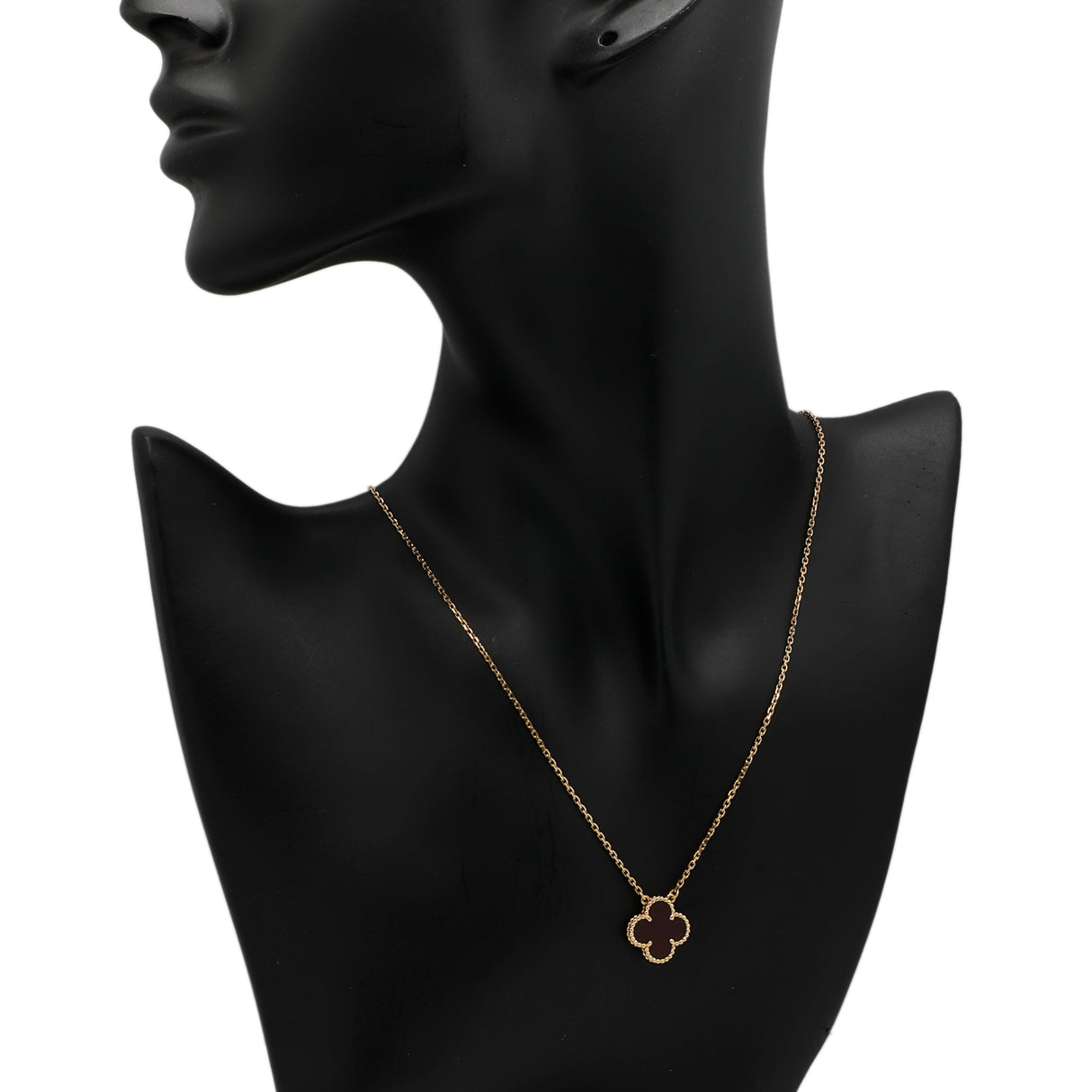 Van Cleef & Arpels 18K Yellow Gold Carnelian Vintage Alhambra Pendant Designer Jewellery Van Cleef and Arpels