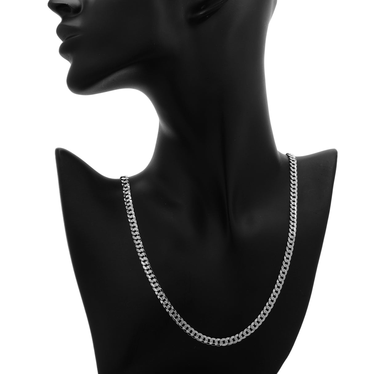 14K White Gold Italian Diamond Cut Curb Link Chain Fine Jewellery Modaselle