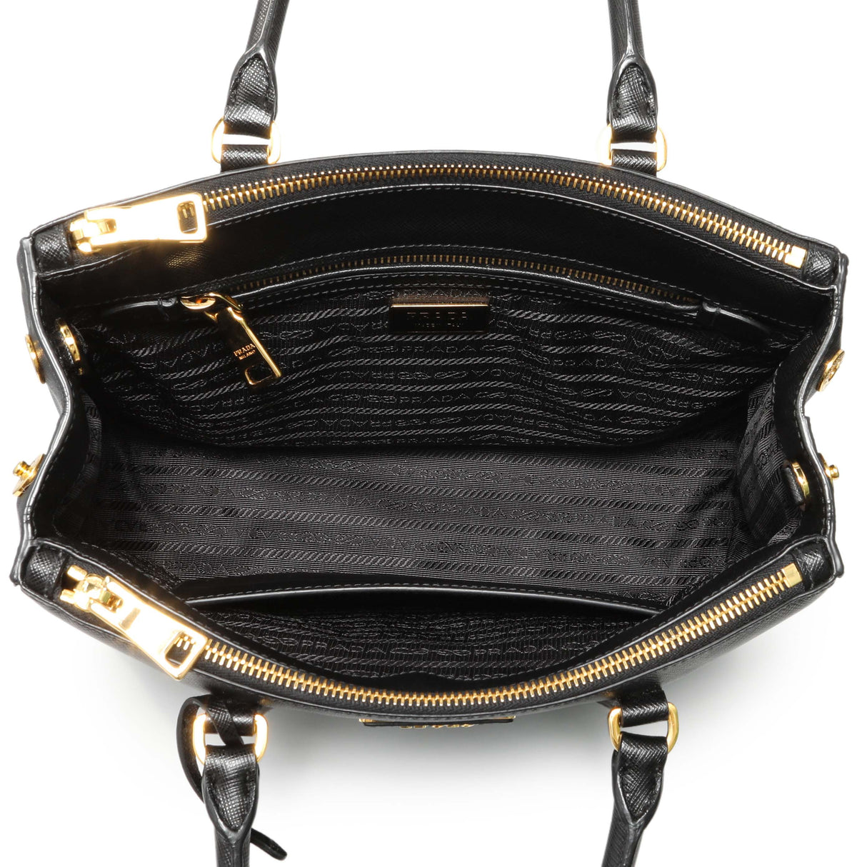 Prada Black Saffiano Small Galleria Double Zip Tote Handbags Prada