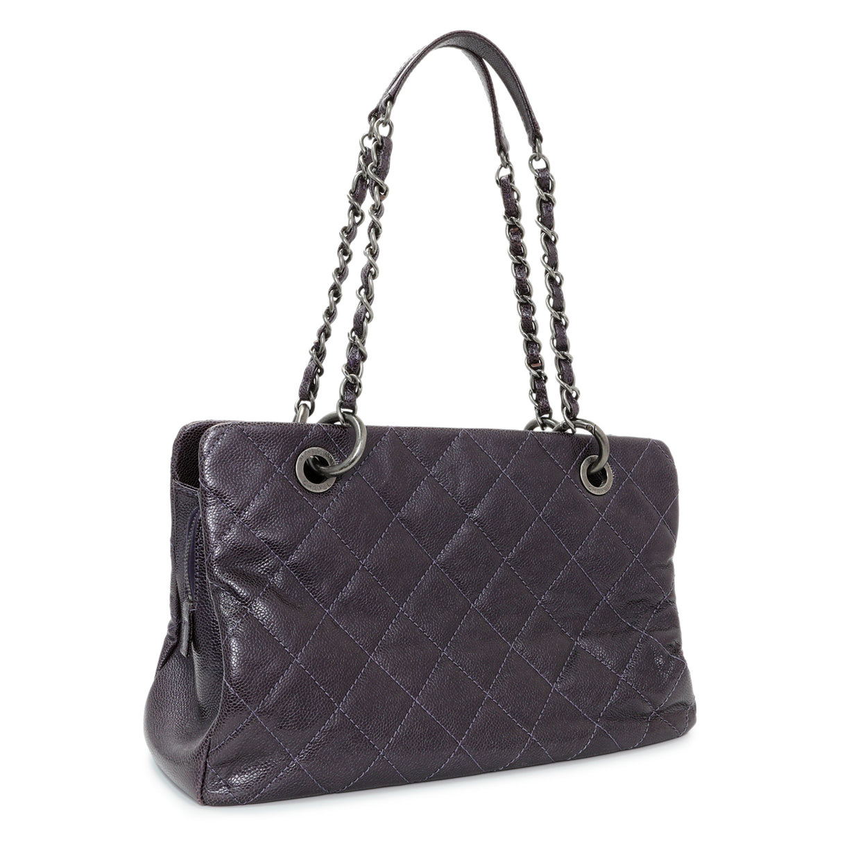Chanel Purple Iridescent Caviar Quilted Chic Shopping Tote Handbags Chanel