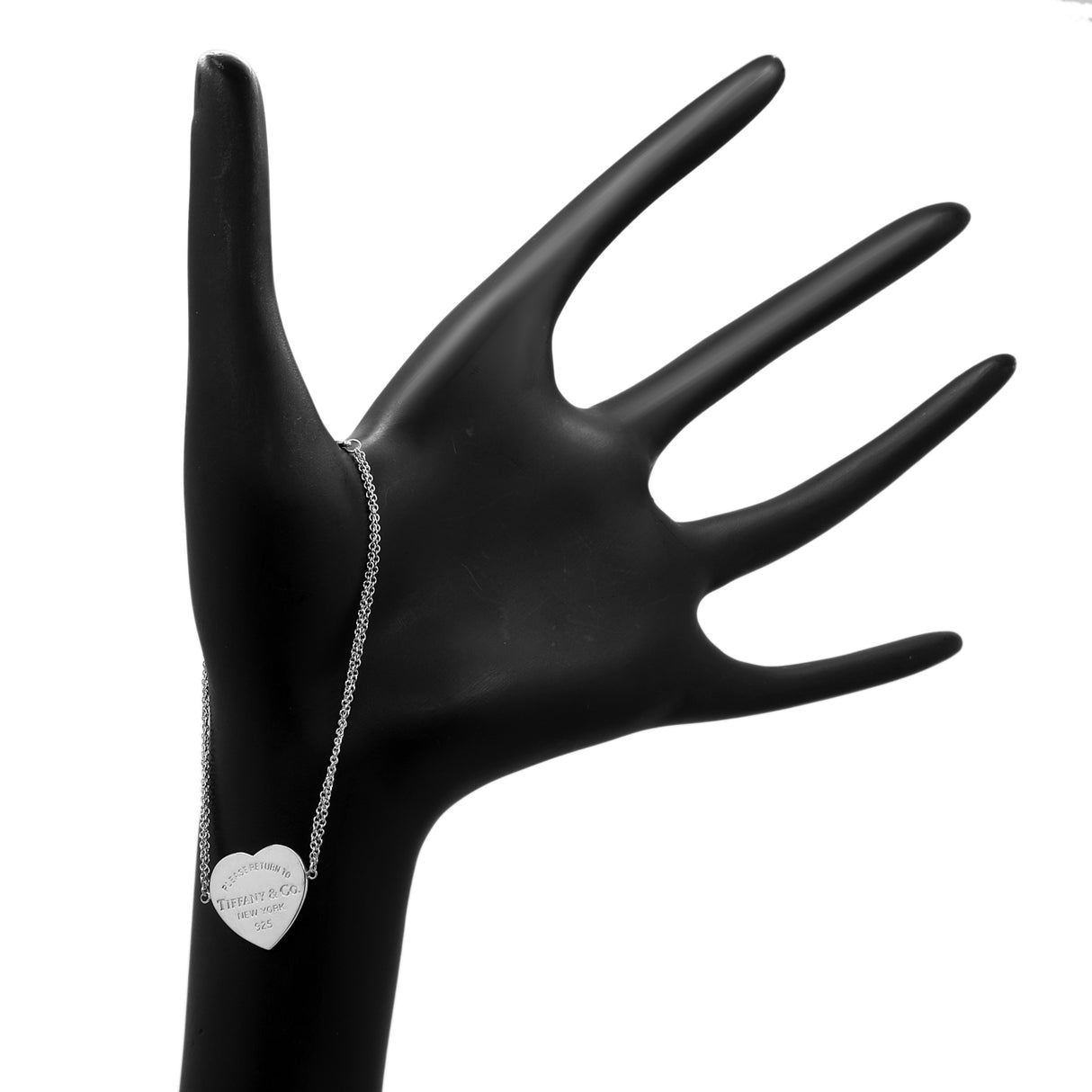 Tiffany & Co. Sterling Silver Heart Tag Double Chain Bracelet Designer Jewellery Tiffany and Co