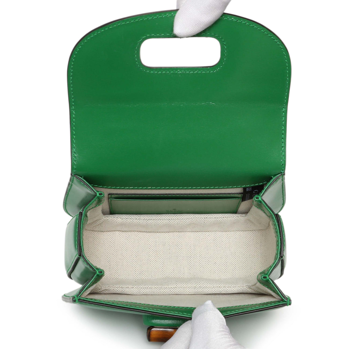 Gucci Green Calfskin Mini Bamboo 1947 Top Handle Bag Handbags Gucci