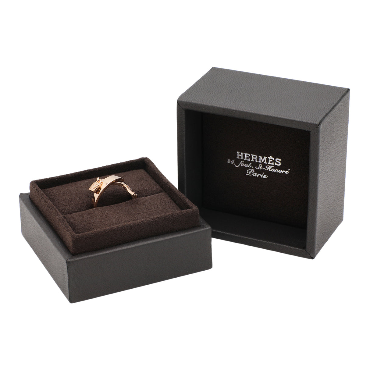 Hermes 18K Rose Gold Kelly Gavroche Ring Designer Jewellery Hermes