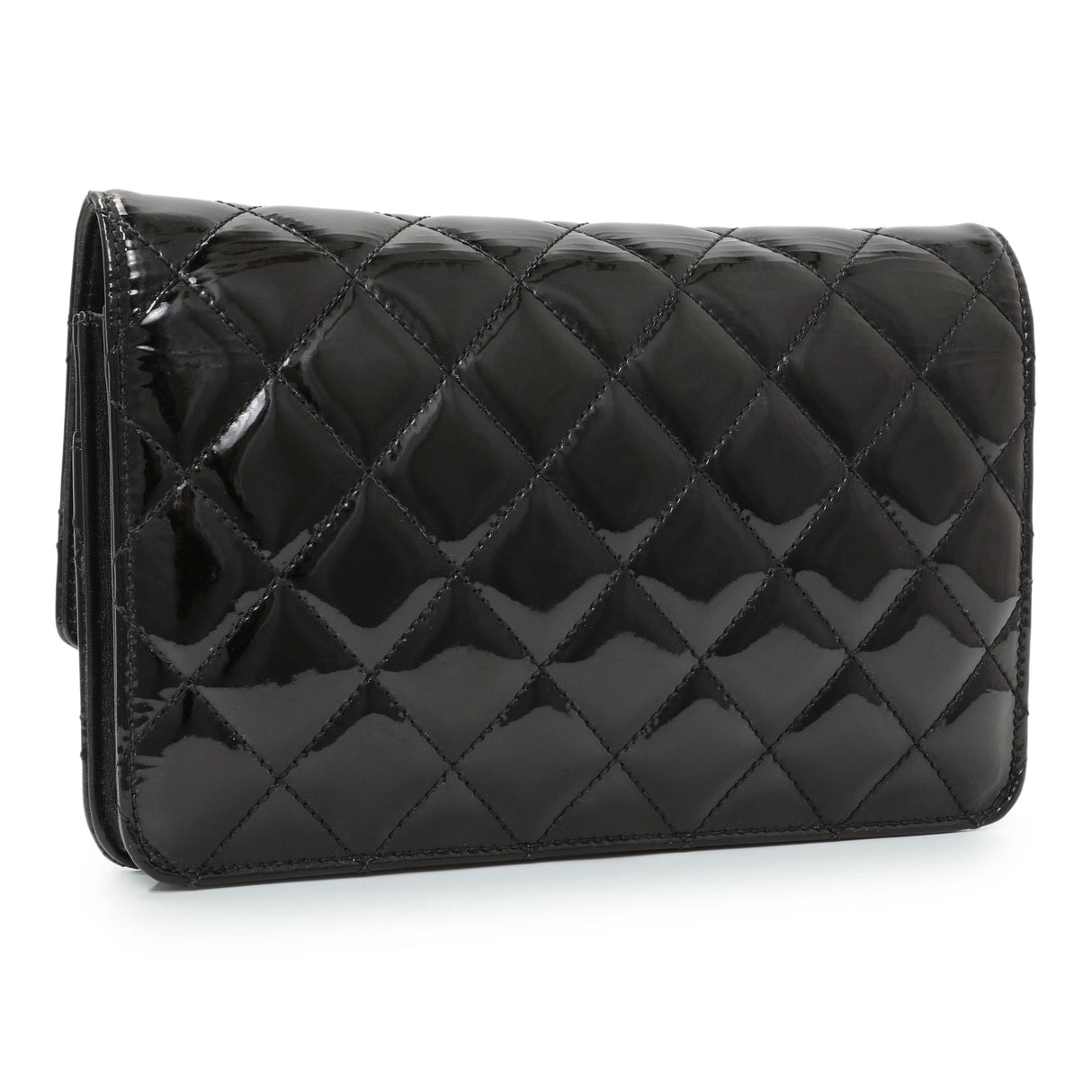 Chanel Black Quilted Patent Brilliant Wallet On Chain WOC Handbags Chanel