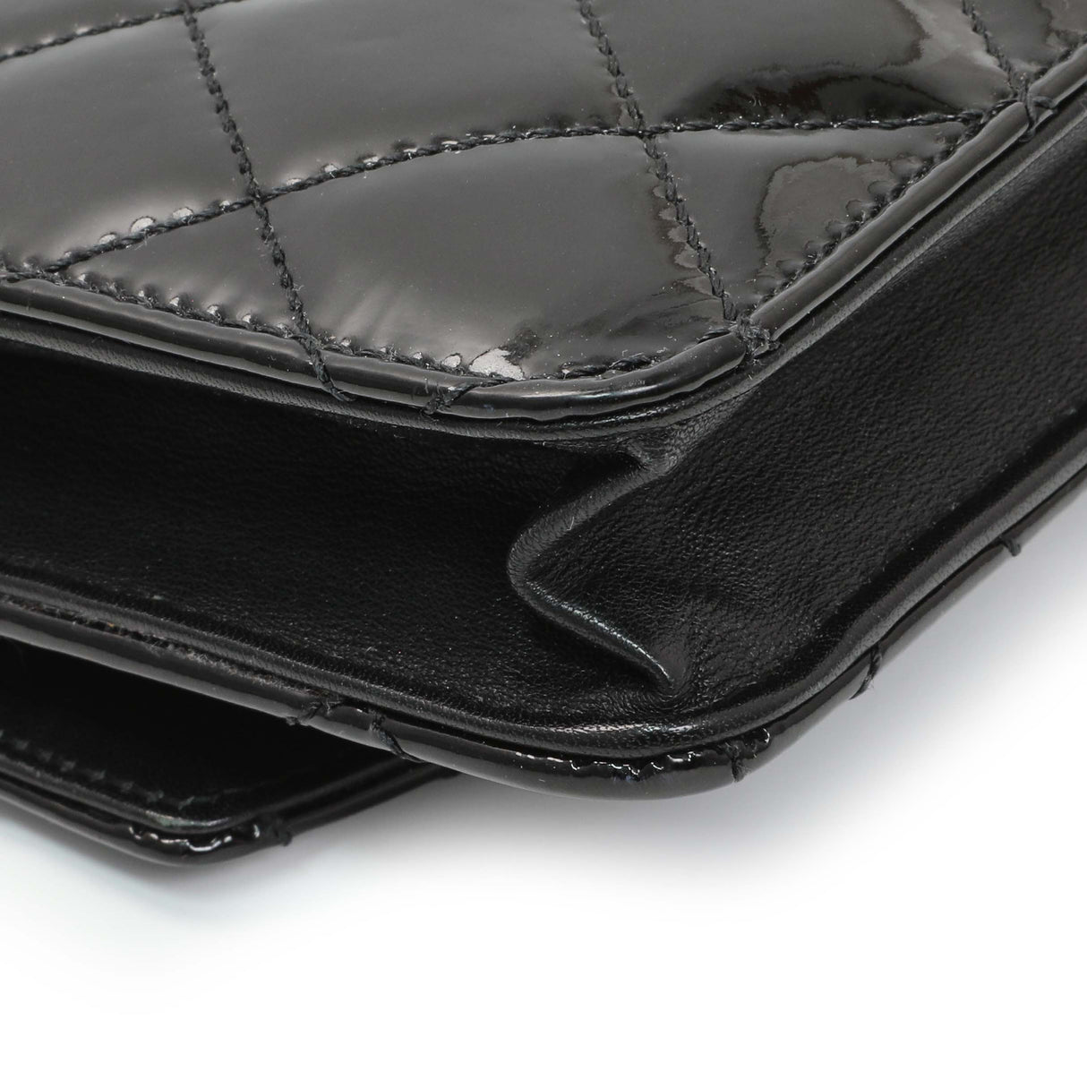 Chanel Black Quilted Patent Brilliant Wallet On Chain WOC Handbags Chanel