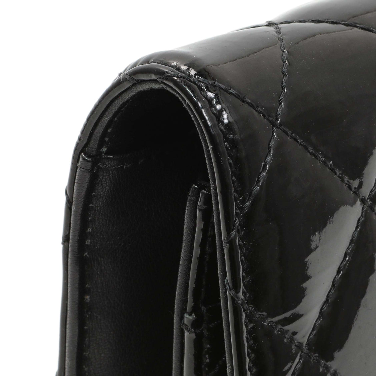Chanel Black Quilted Patent Brilliant Wallet On Chain WOC Handbags Chanel