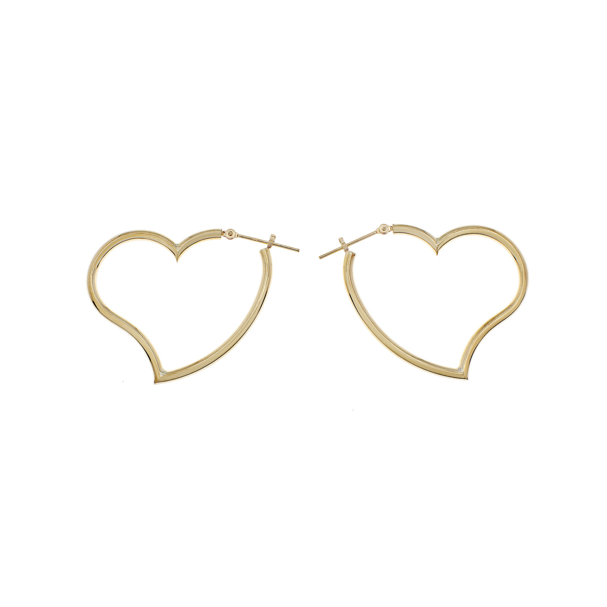 18K Yellow Gold Heart Hoop Earrings Fine Jewellery Modaselle