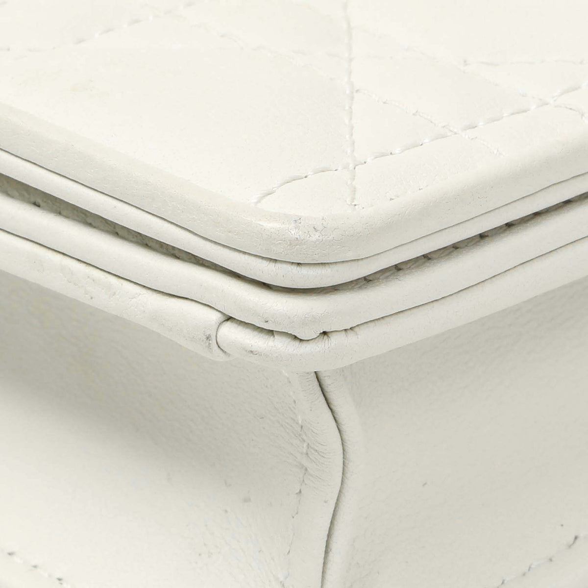 Christian Dior White Lambskin Cannage Lady Dior Pouch with Chain Handbags Christian Dior