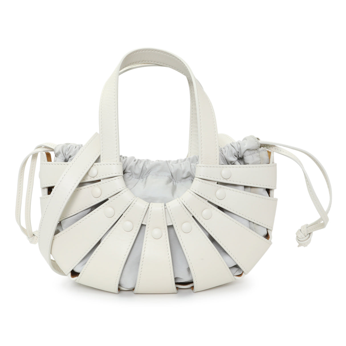 Bottega Veneta White Calfskin Small Shell Bag Handbags Bottega Veneta
