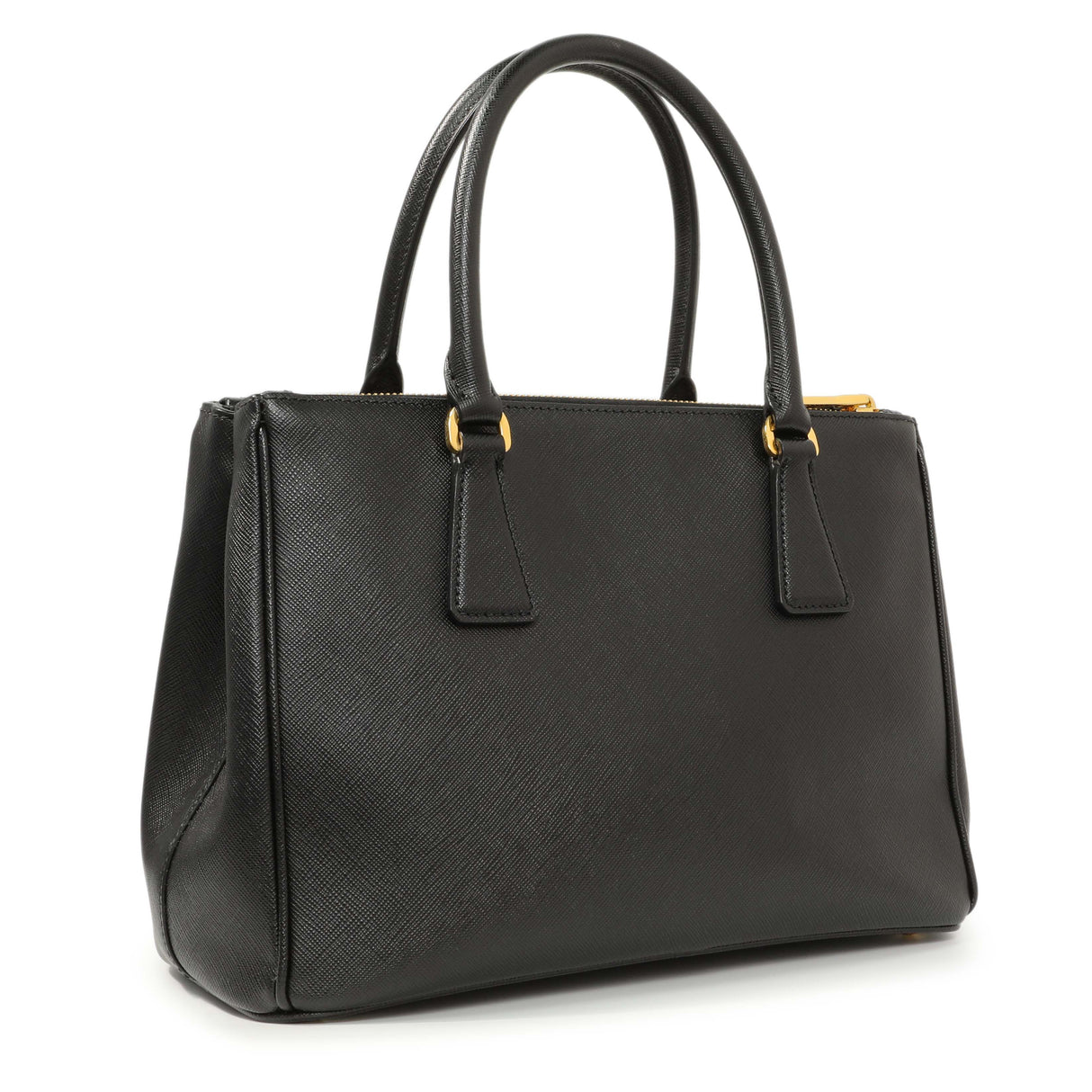 Prada Black Saffiano Small Galleria Double Zip Tote Handbags Prada