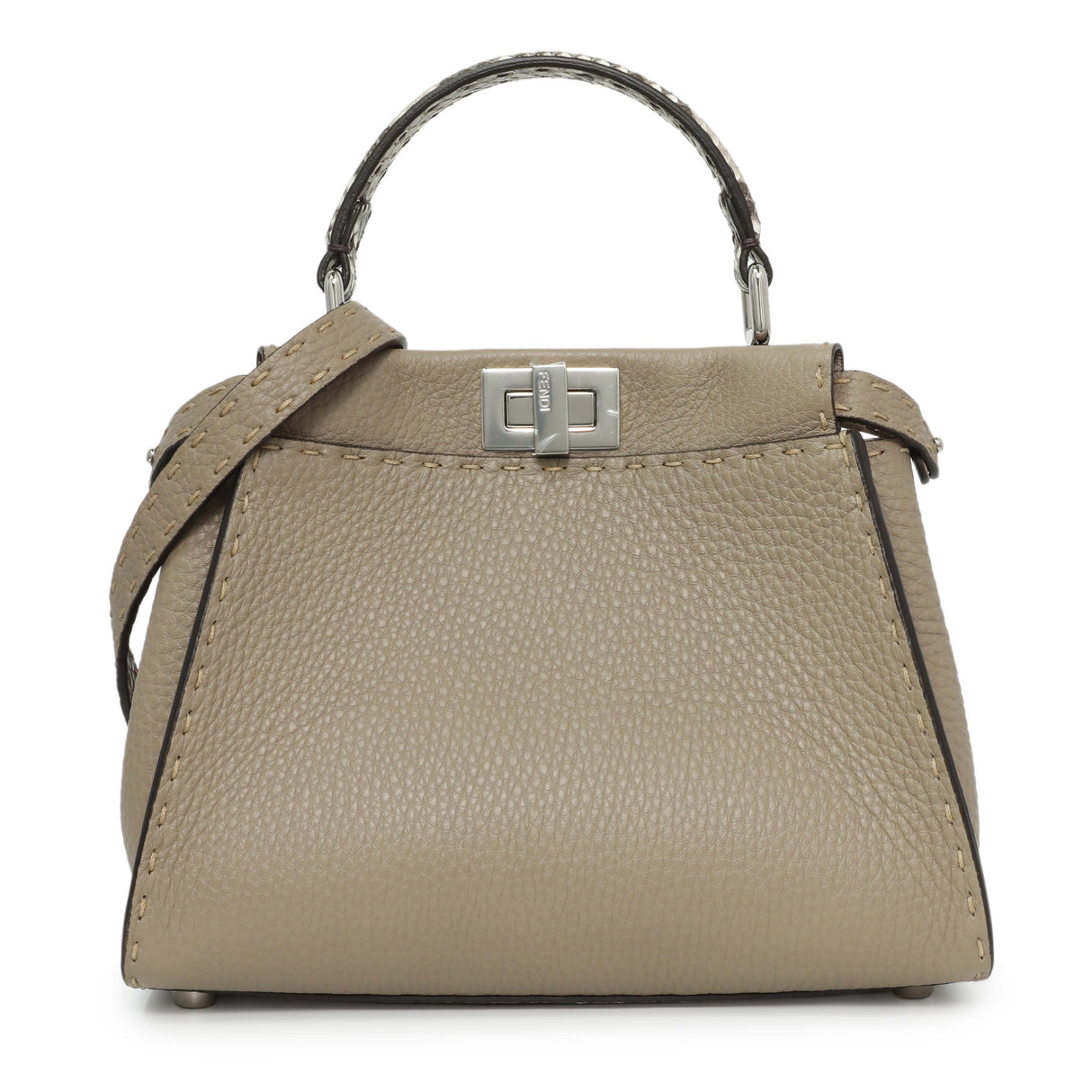 Fendi Cuoio Romano Snakeskin Selleria Mini Peekaboo Iconic Satchel Handbags Fendi