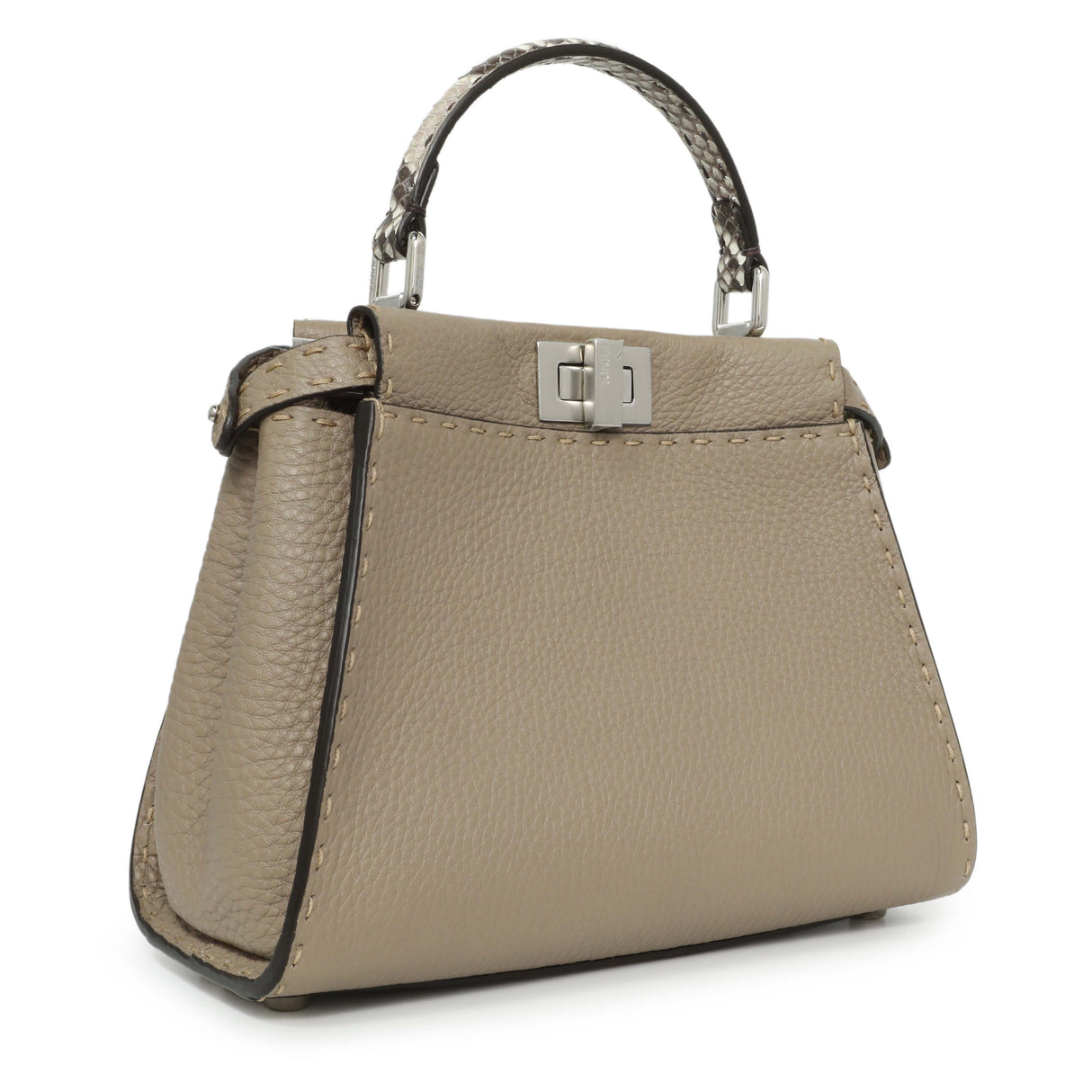Fendi Cuoio Romano Snakeskin Selleria Mini Peekaboo Iconic Satchel Handbags Fendi