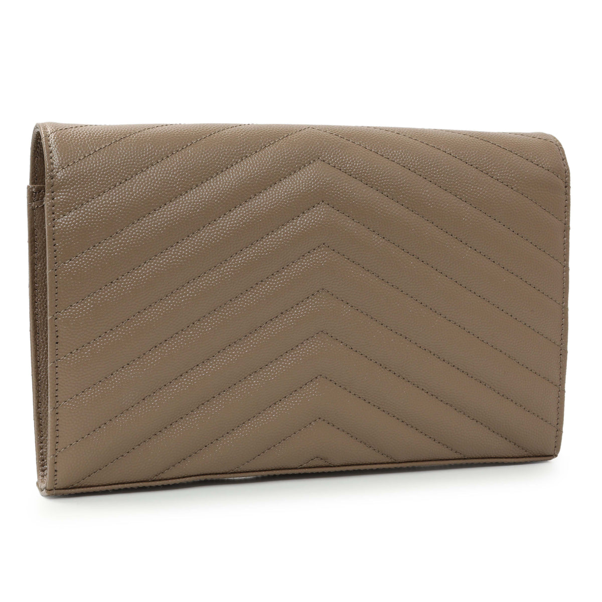Saint Laurent Dark Beige Grain De Poudre Cassandre Chain Wallet