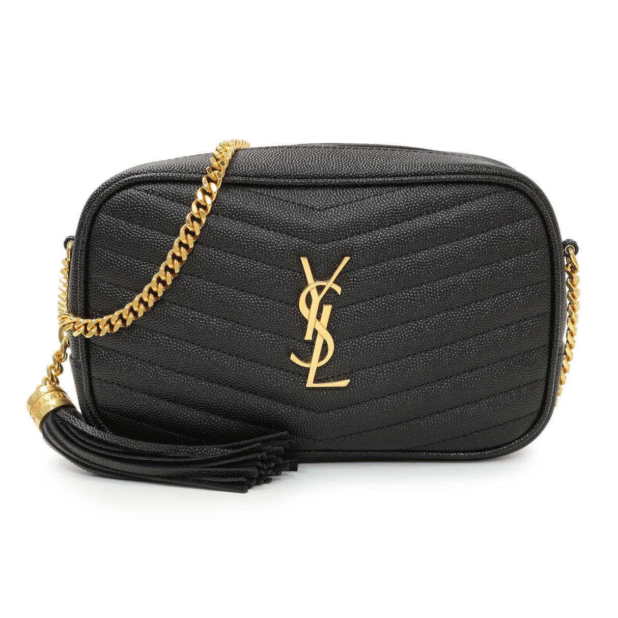 Saint Laurent Black Grain De Poudre Matelasse Monogram Mini Lou Camera Bag Handbags Saint Laurent