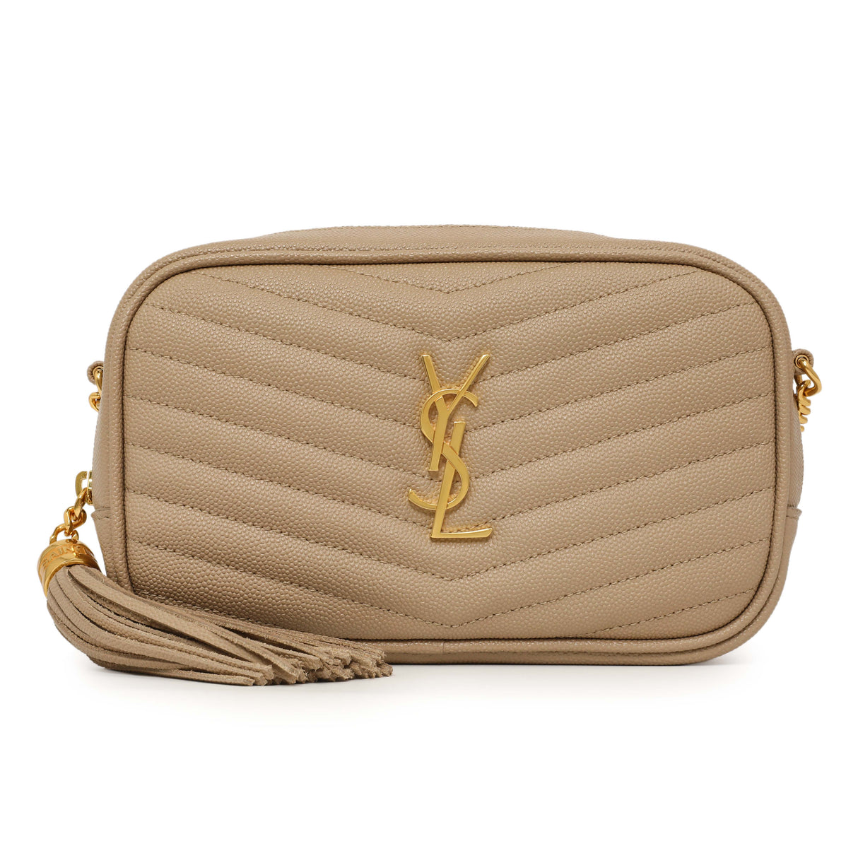 Saint Laurent Dark Beige Grain De Poudre Matelasse Monogram Mini Lou Camera Bag Handbags Saint Laurent