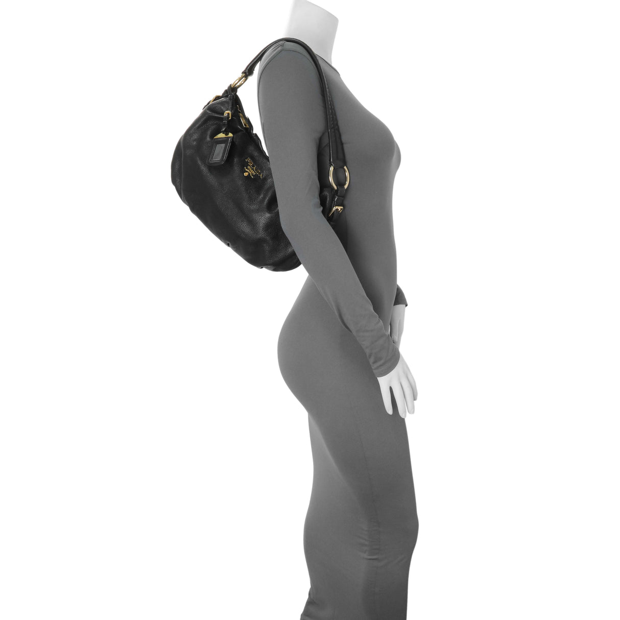 Prada Black Vitello Daino Shoulder Bag Handbags Prada