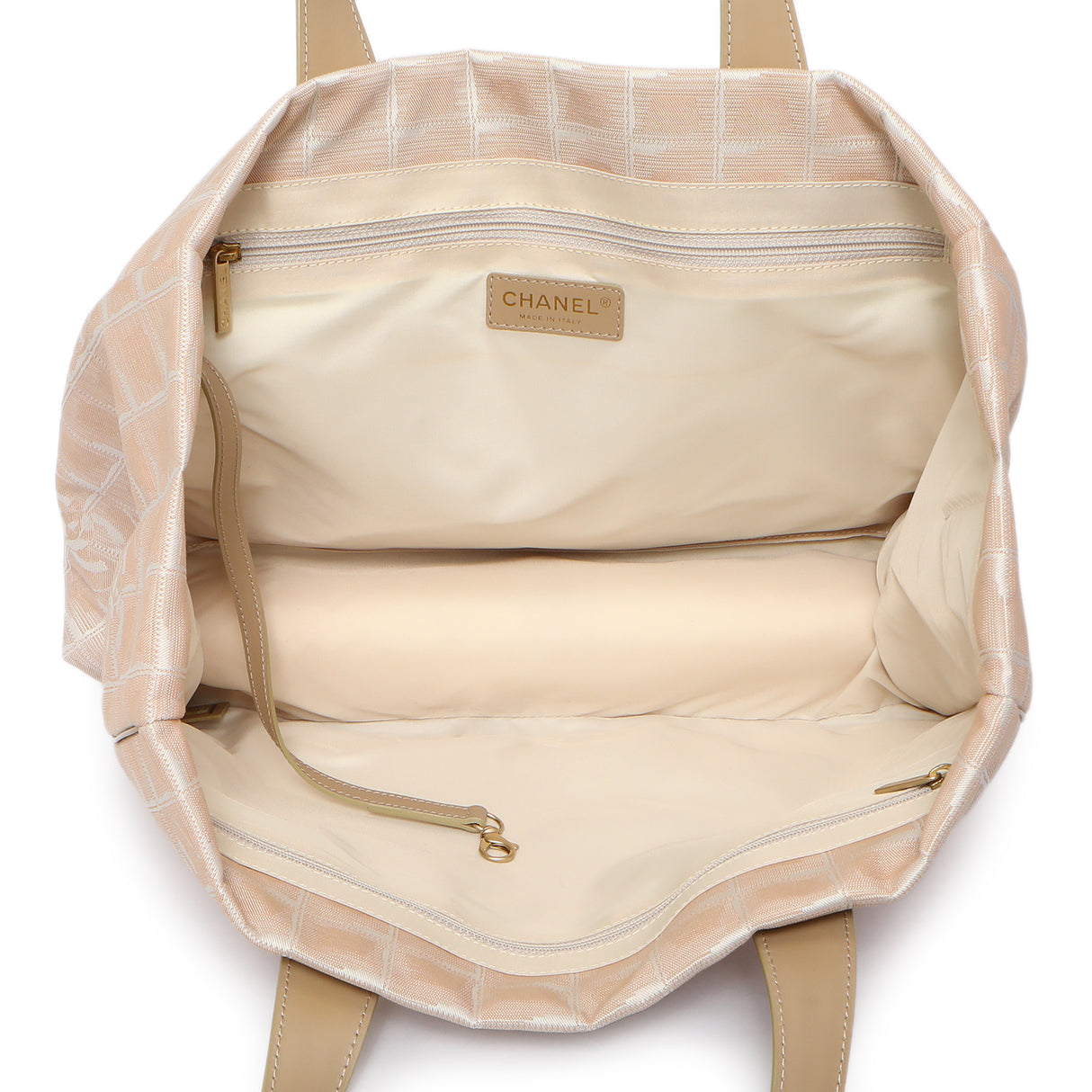 Chanel Beige Nylon Medium Travel Tote Handbags Chanel