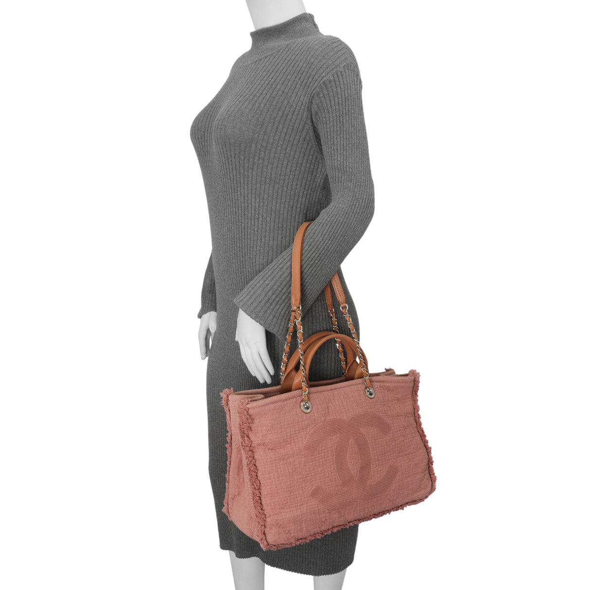 Chanel Pink Canvas Double Face Tote Handbags Chanel