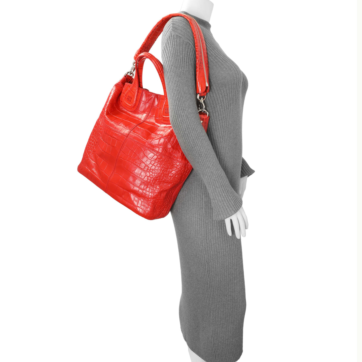 Givenchy Red Crocodile Embossed Calfskin North South Nightingale Handbags Givenchy