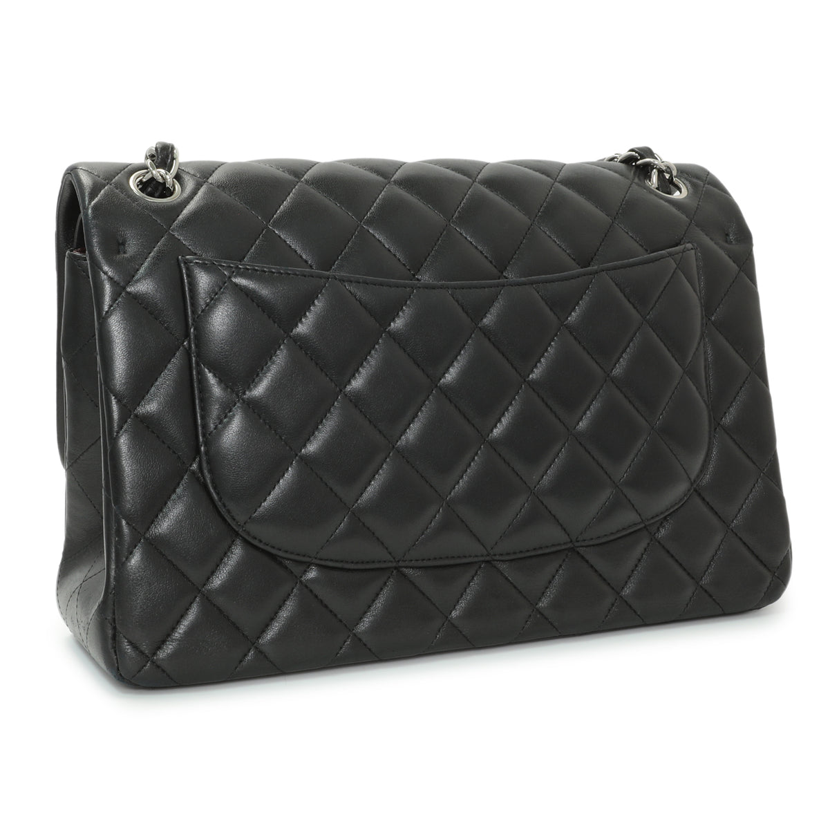 Chanel Black Quilted Lambskin Jumbo Double Flap Handbags Chanel