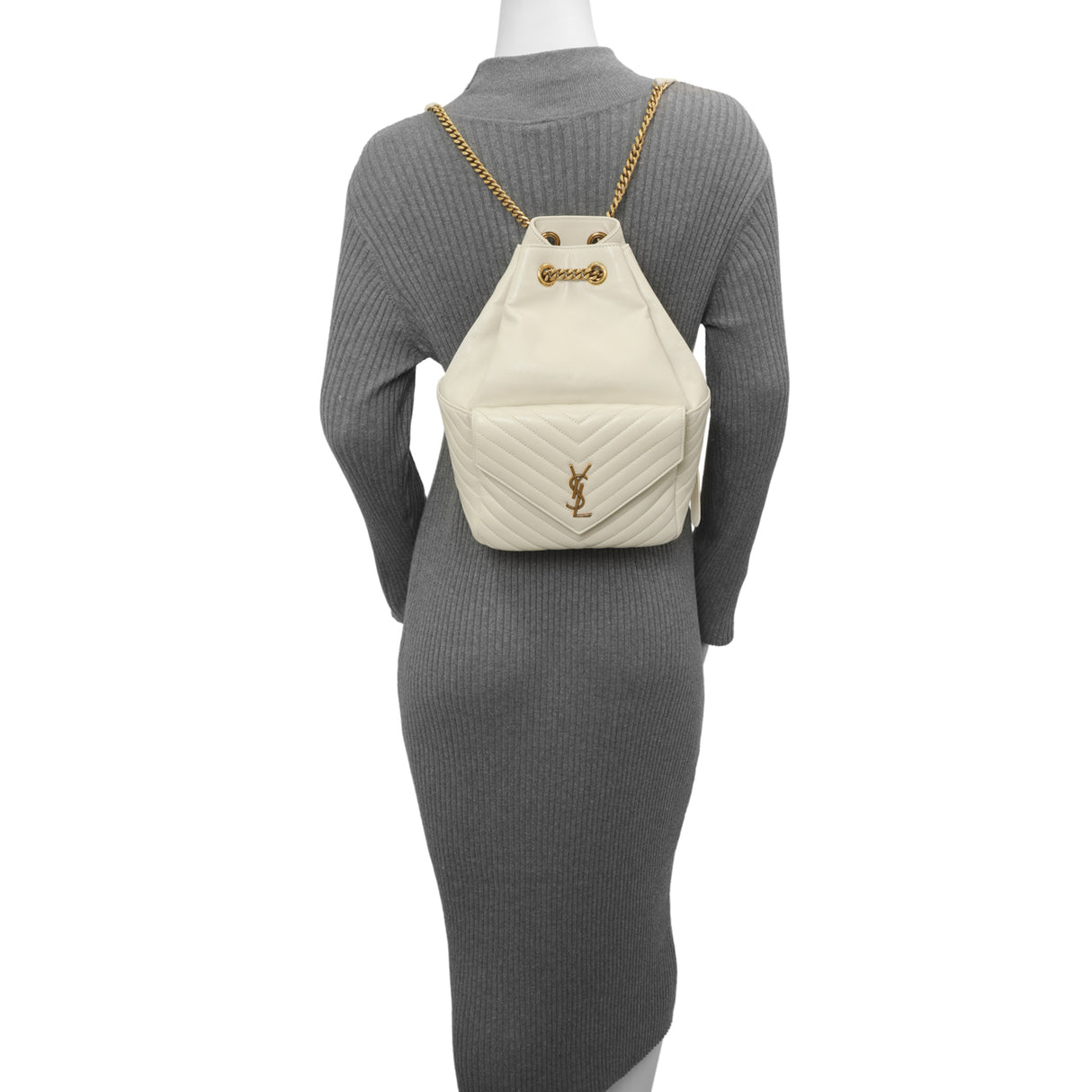 Saint Laurent Cream Lambskin Matelasse Monogram Joe Backpack Handbags Saint Laurent