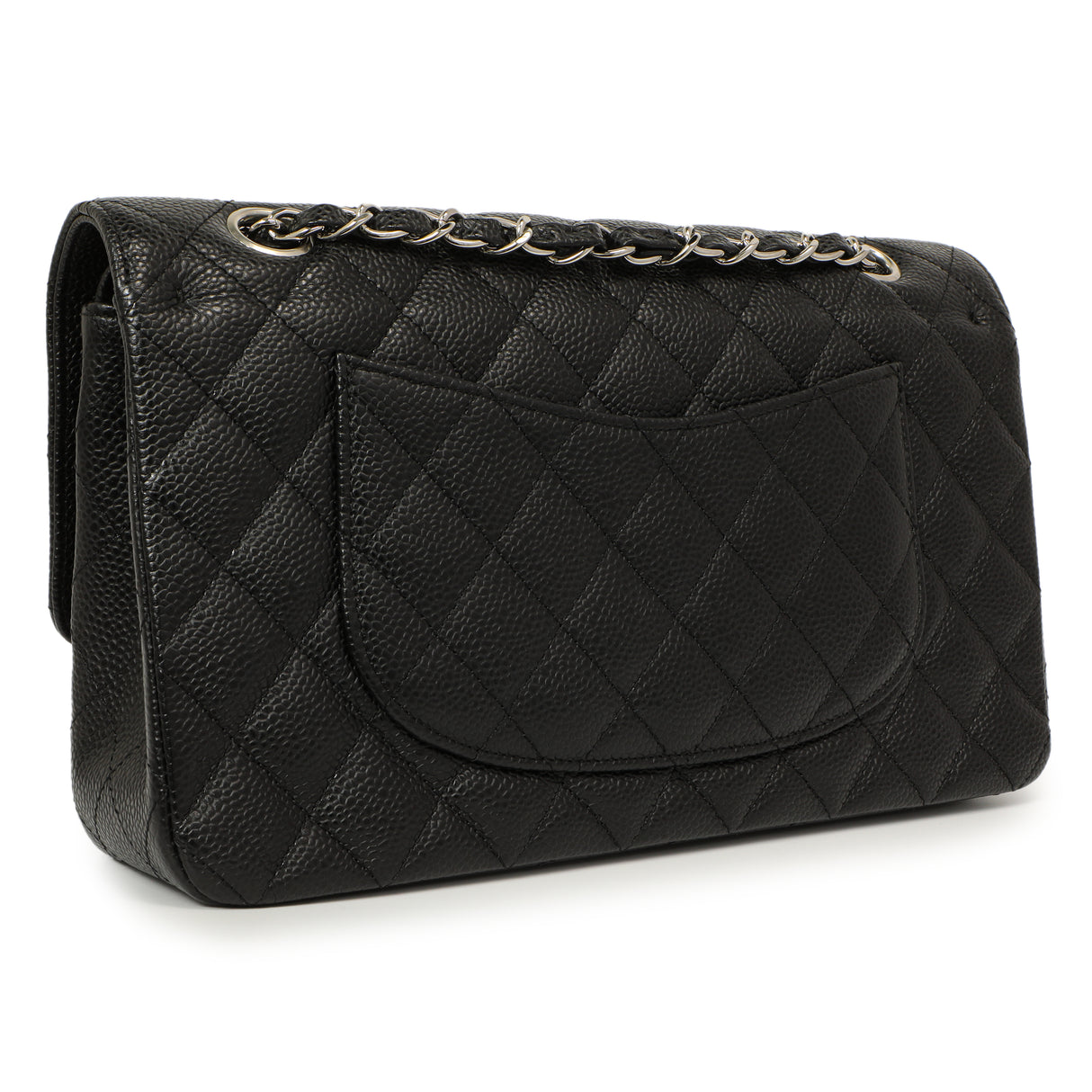 Chanel Black Quilted Caviar Medium Classic Double Flap Handbags Chanel