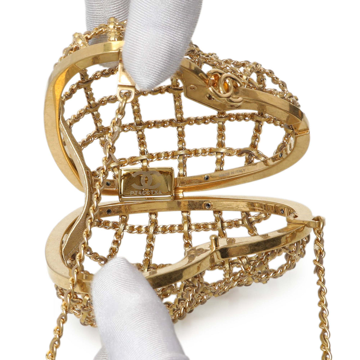 Chanel Metal Metallic Lambskin Heart Minaudiere Crossbody Handbags Chanel