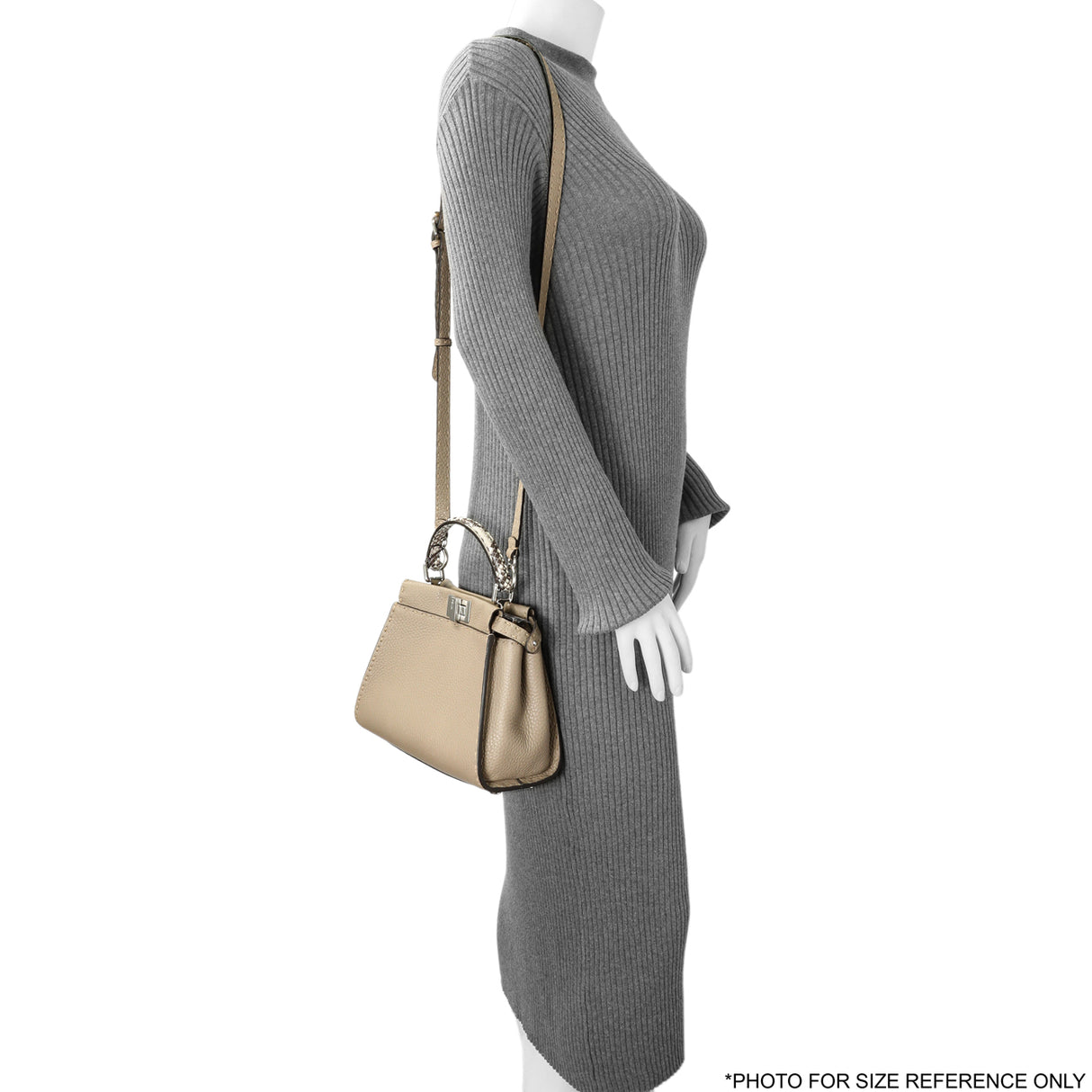 Fendi Cuoio Romano Snakeskin Selleria Mini Peekaboo Iconic Satchel Handbags Fendi