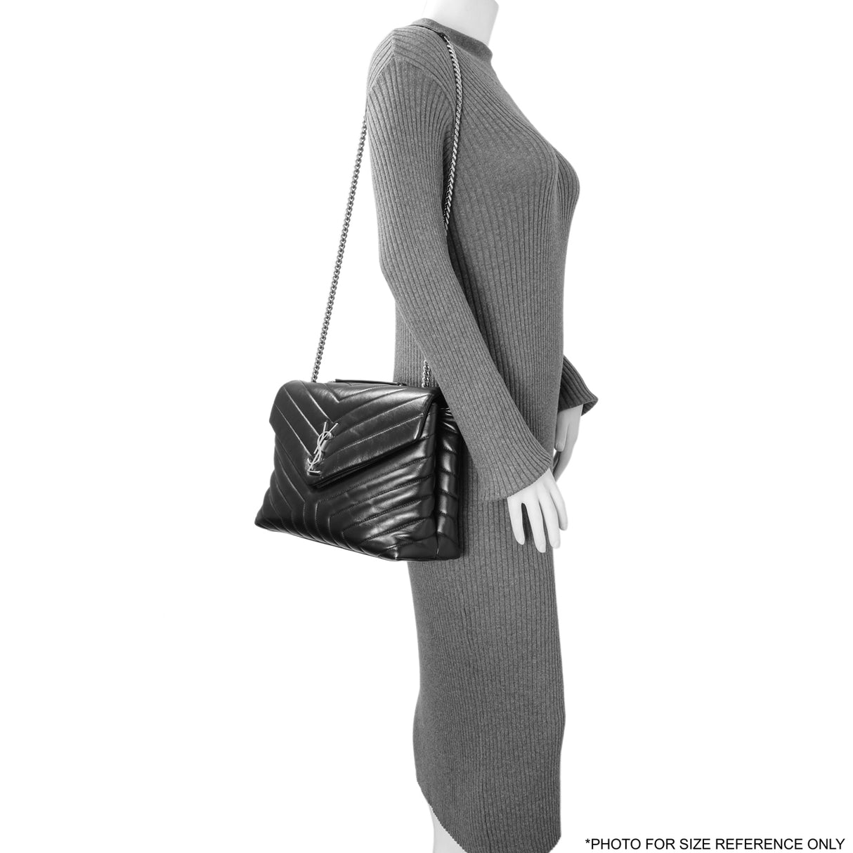 Saint Laurent Black Calfskin Y Quilted Monogram Medium Loulou Chain Satchel Handbags Saint Laurent