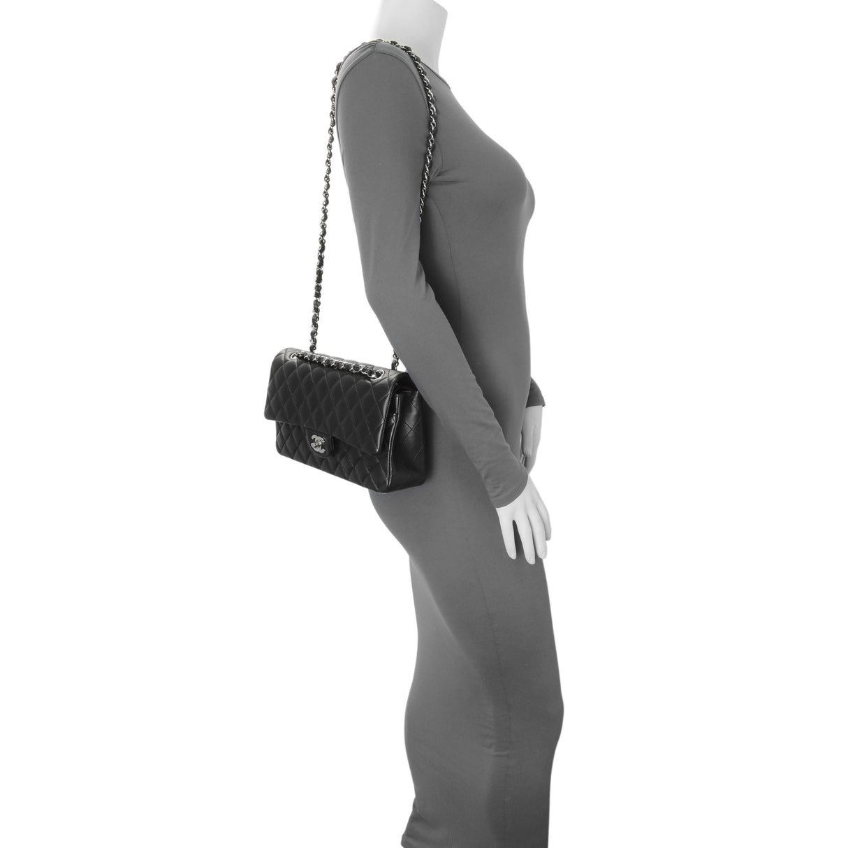 Chanel Black Quilted Lambskin Medium Double Flap Handbags Chanel