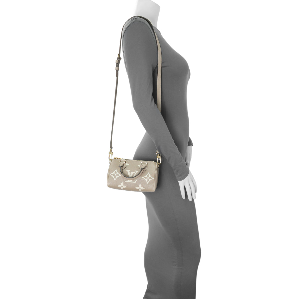 Louis Vuitton Tourterelle Grey/Cream Empreinte Giant Monogram Nano Speedy Handbags Louis Vuitton