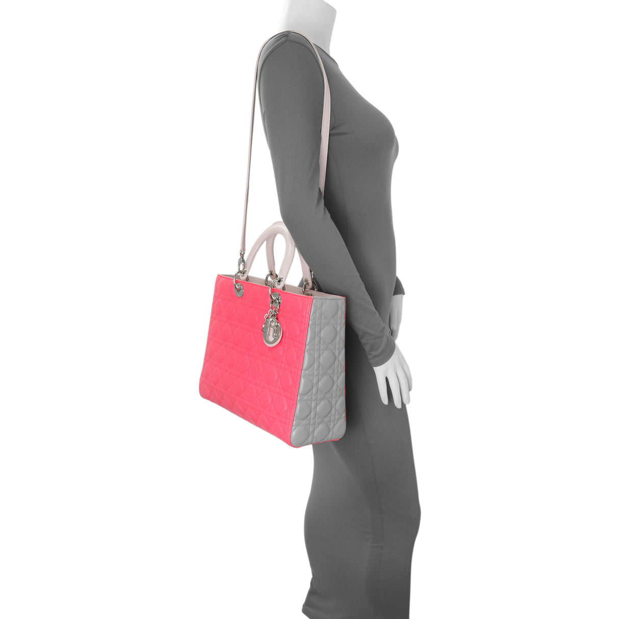 Christian Dior Lambskin Cannage Tri Color Large Lady Dior Handbags Christian Dior