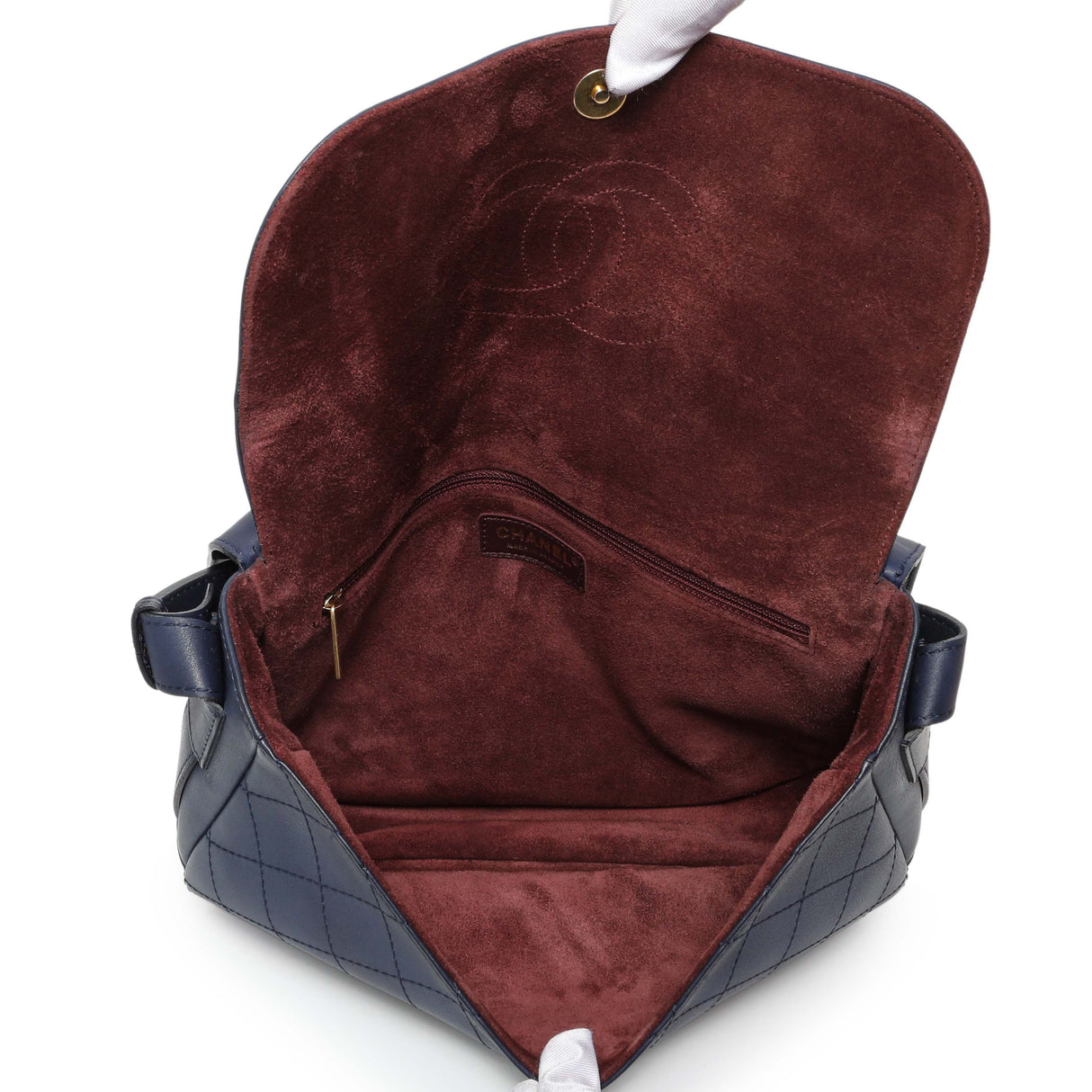 Chanel Blue Calfskin Stitched Messenger Flap Bag Handbags Chanel