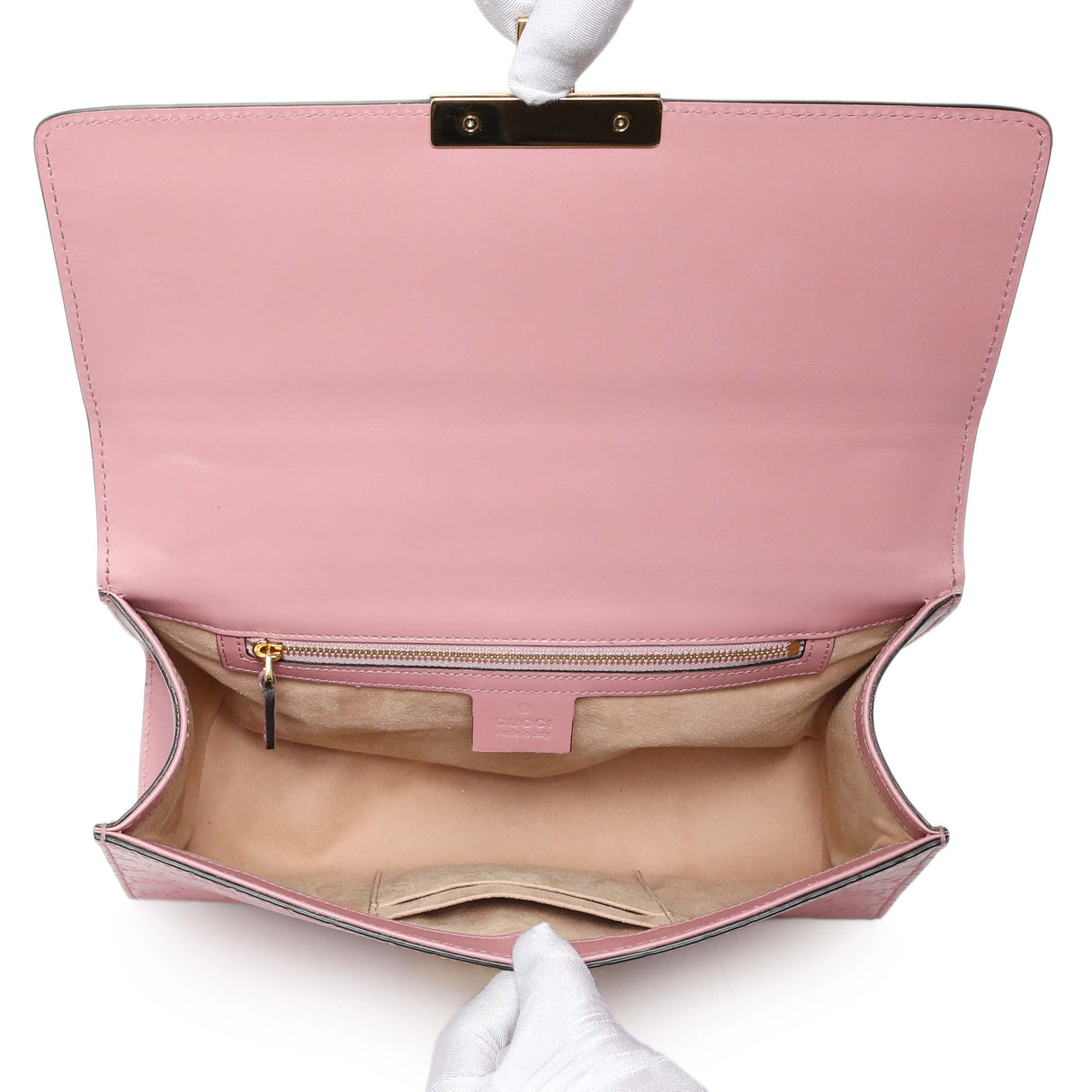 Gucci Pink Calfskin Medium Guccissima Padlock Flap Shoulder Bag Handbags Gucci