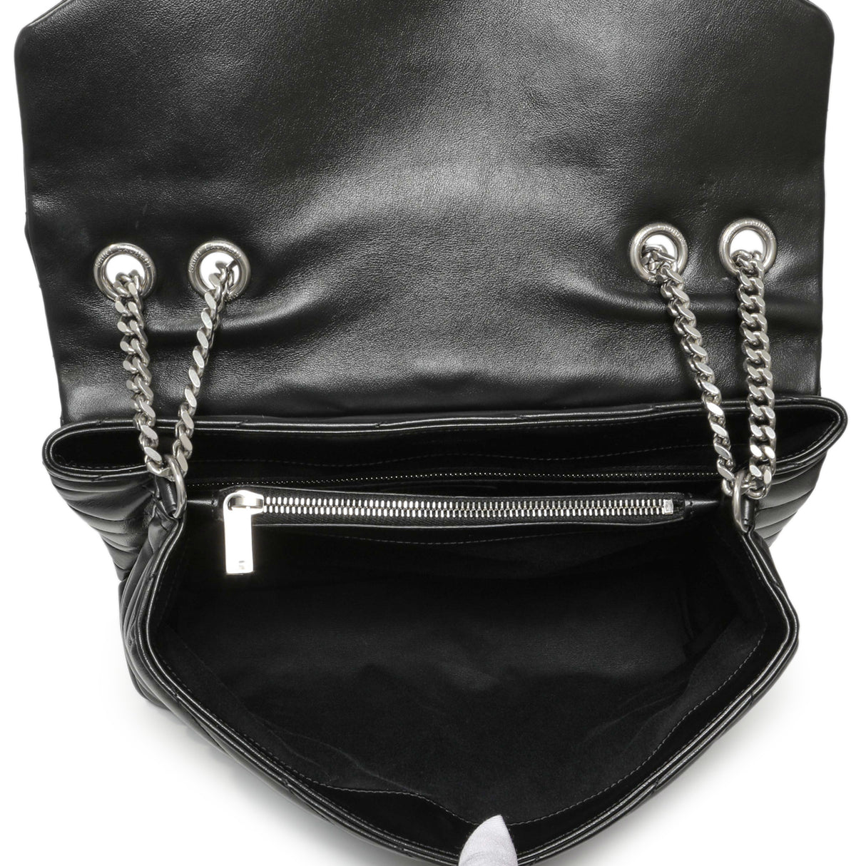 Saint Laurent Black Calfskin Y Quilted Monogram Medium Loulou Chain Satchel Handbags Saint Laurent