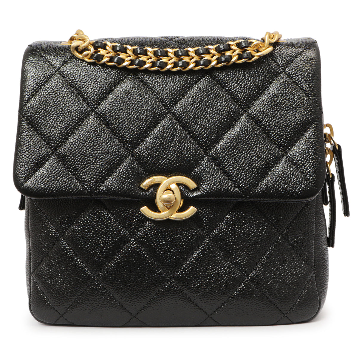 Chanel Quilted Black Caviar Chain Melody Backpack Handbags Chanel