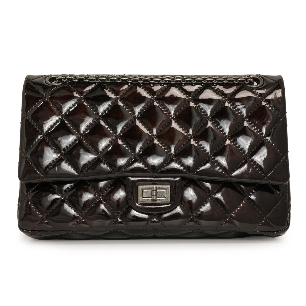 Chanel Metallic Brown Quilted Patent 2.55 Reissue 226 Handbags Chanel