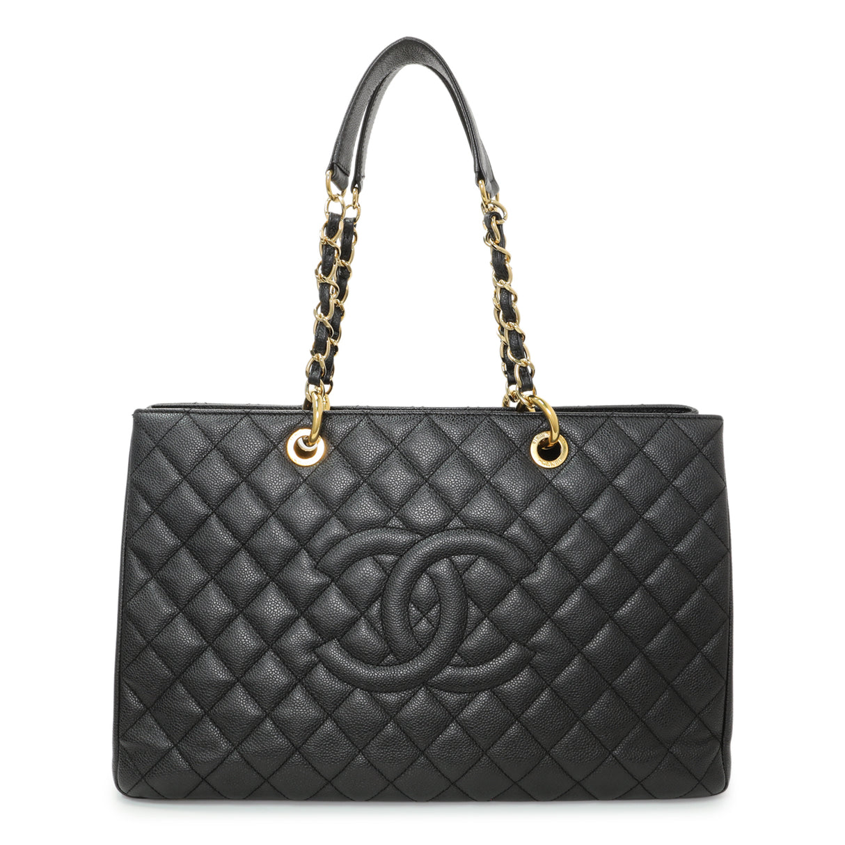 Chanel Black Quilted Caviar XL Grand Shopping Tote GST Handbags Chanel