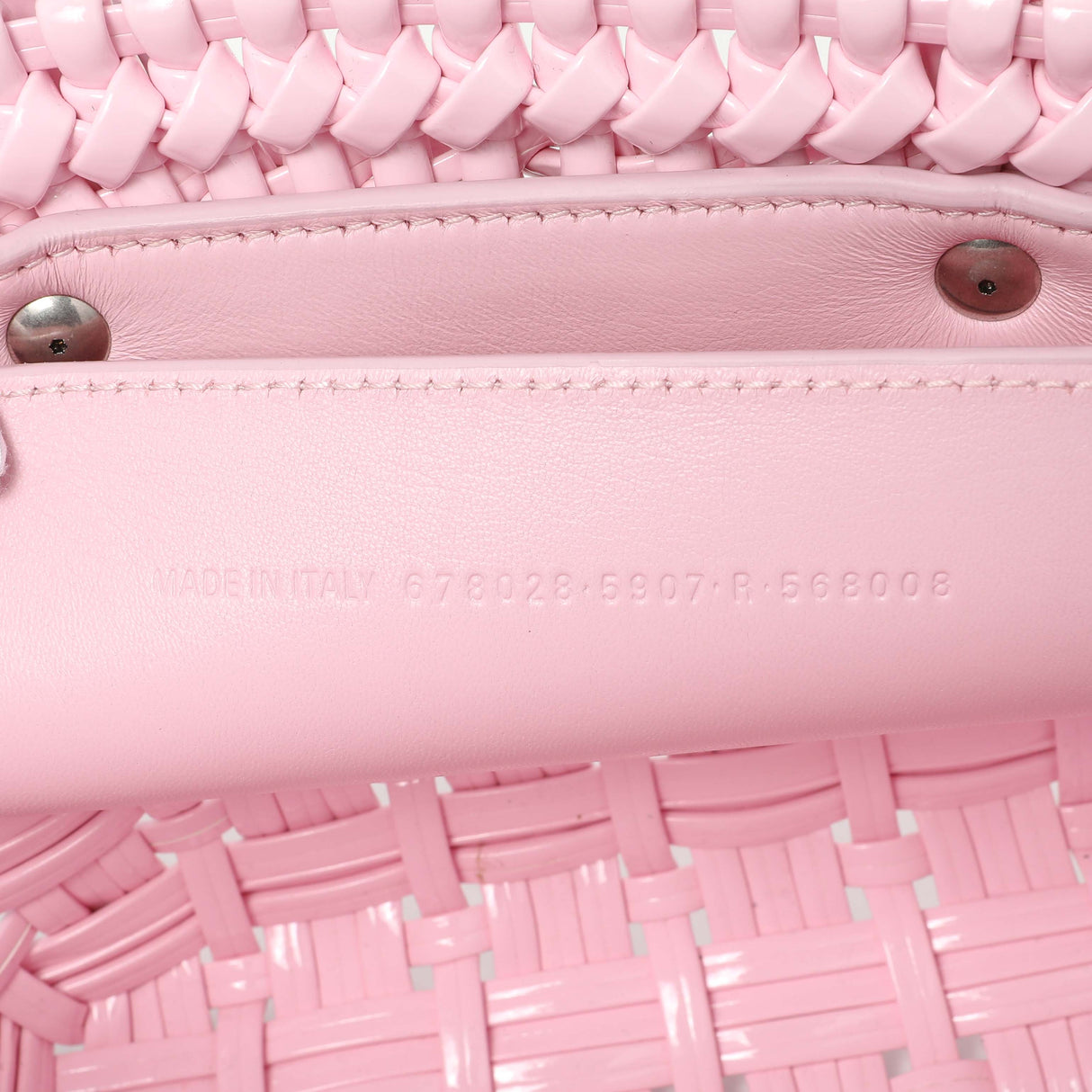 Balenciaga Pink Faux Calfskin Braided Varnished XXS Bistro Basket Handbags Balenciaga