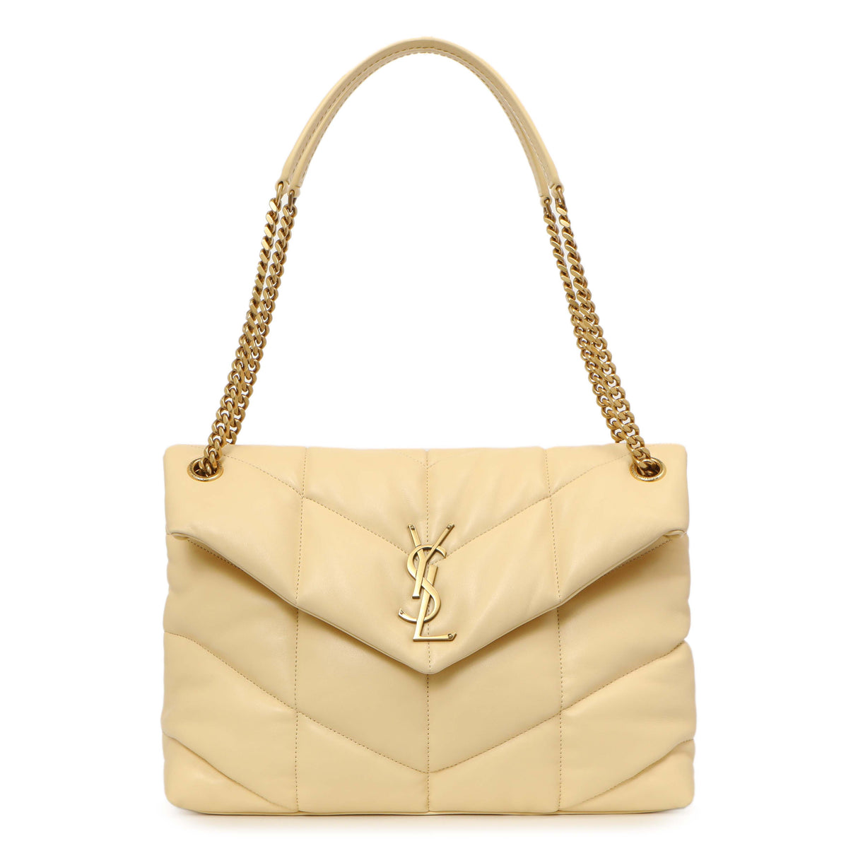 Saint Laurent Jaune Pale Lambskin Medium Loulou Puffer Handbags Saint Laurent