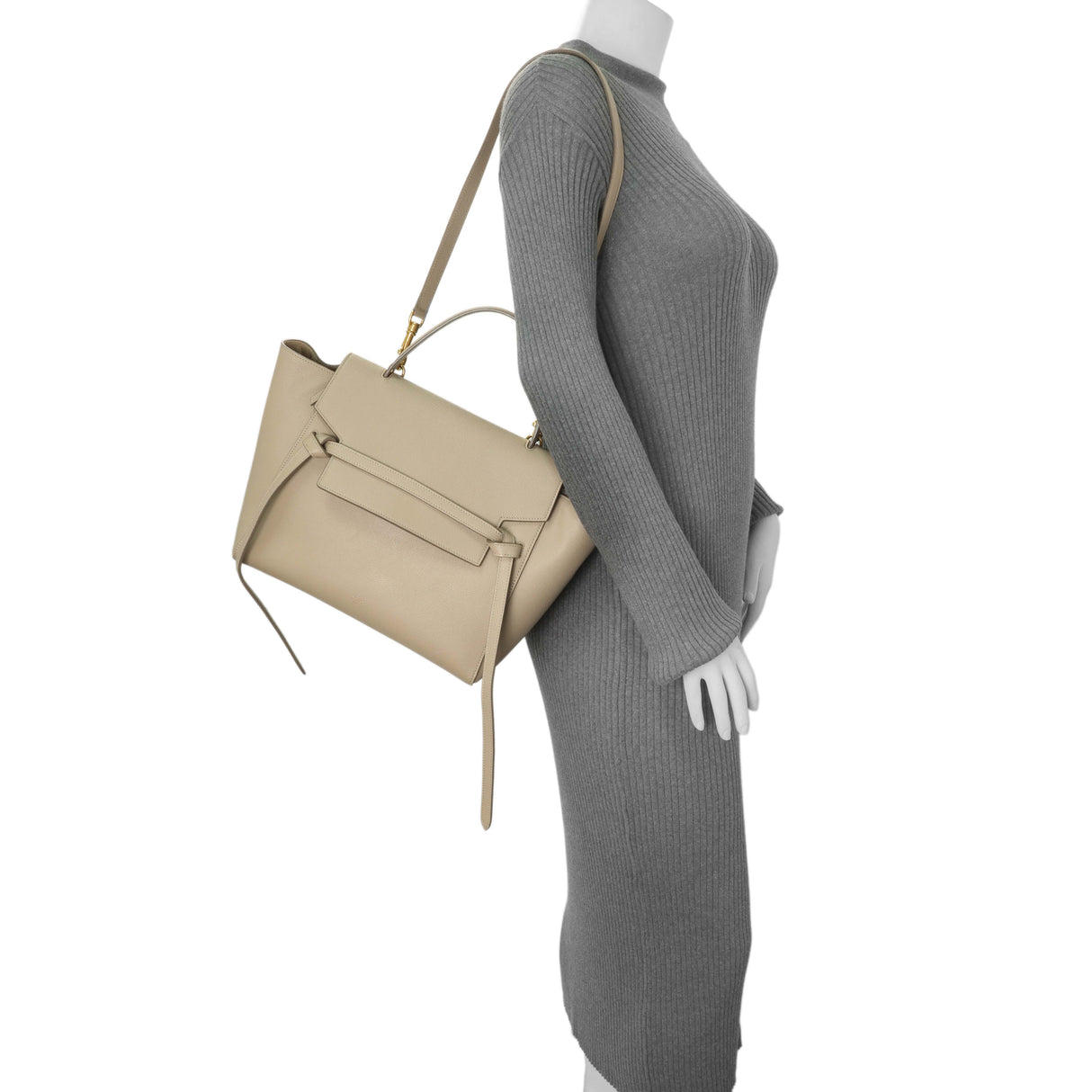 Celine Taupe Grained Calfskin Mini Belt Bag Handbags Celine