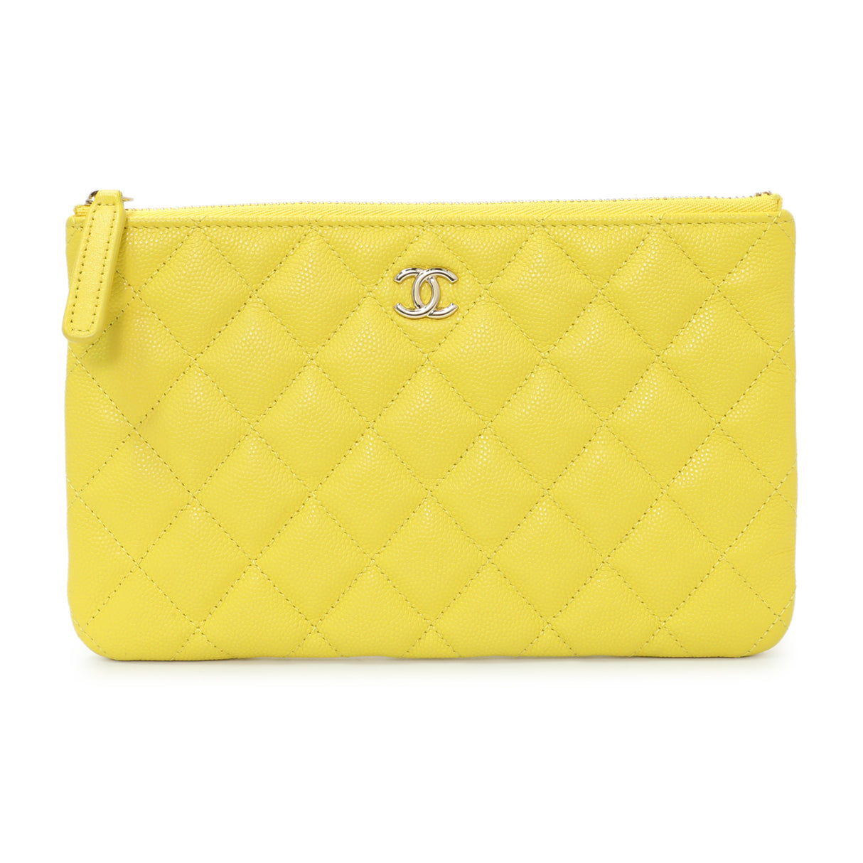 Chanel Yellow Quilted Caviar Cosmetic Case Accessories Chanel