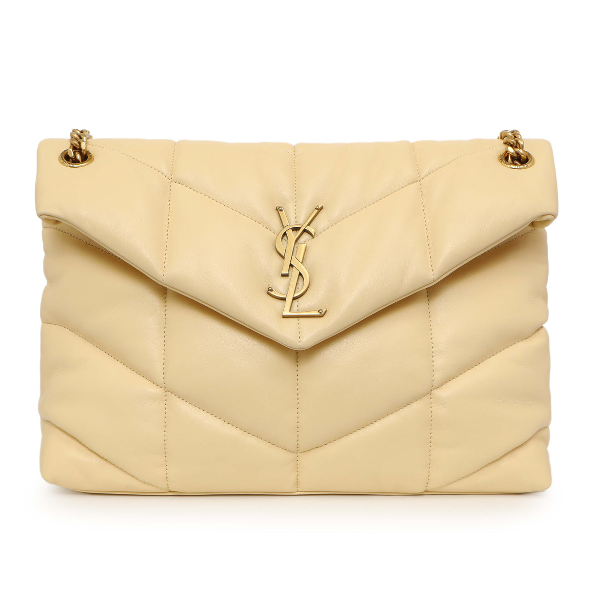 Saint Laurent Jaune Pale Lambskin Medium Loulou Puffer Handbags Saint Laurent