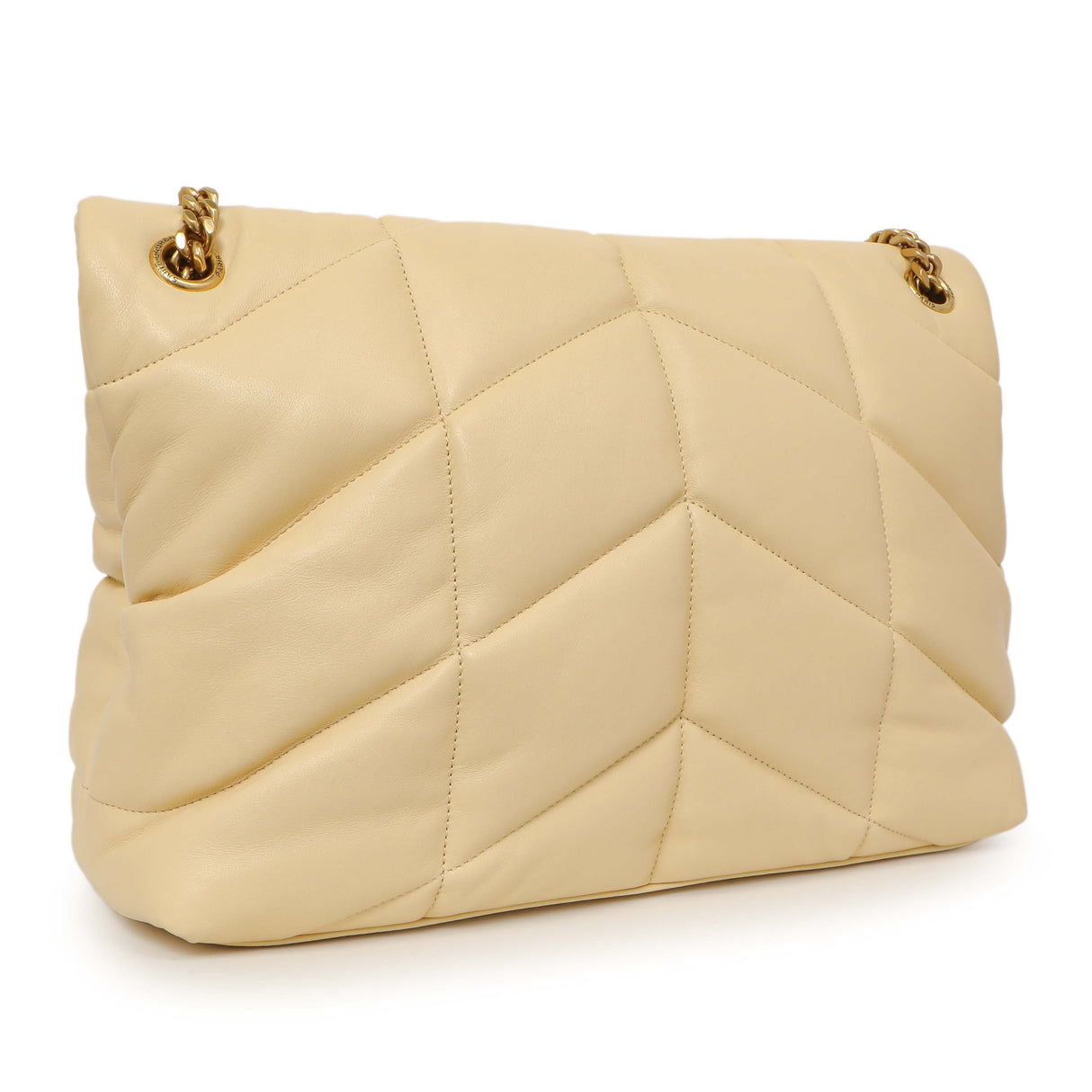 Saint Laurent Jaune Pale Lambskin Medium Loulou Puffer Handbags Saint Laurent