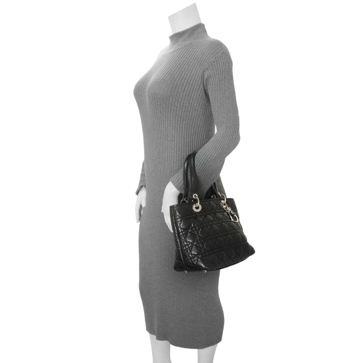 Christian Dior Black Lambskin Cannage Soft Lady Dior Handbags Christian Dior