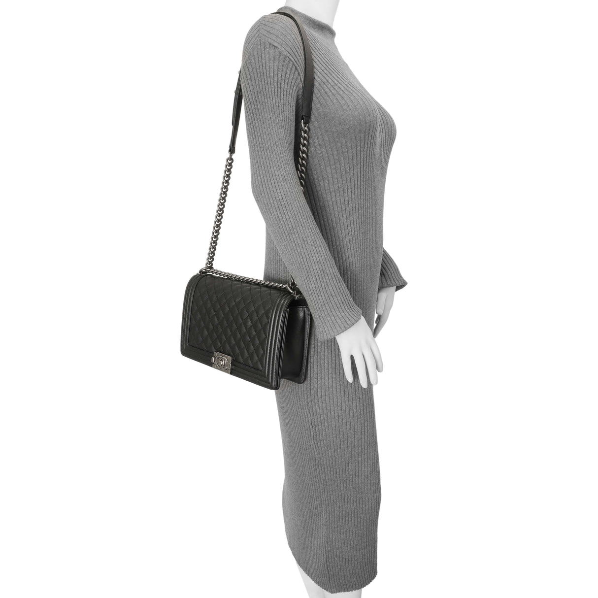 Chanel Black Quilted Caviar New Medium Boy Bag Handbags Chanel