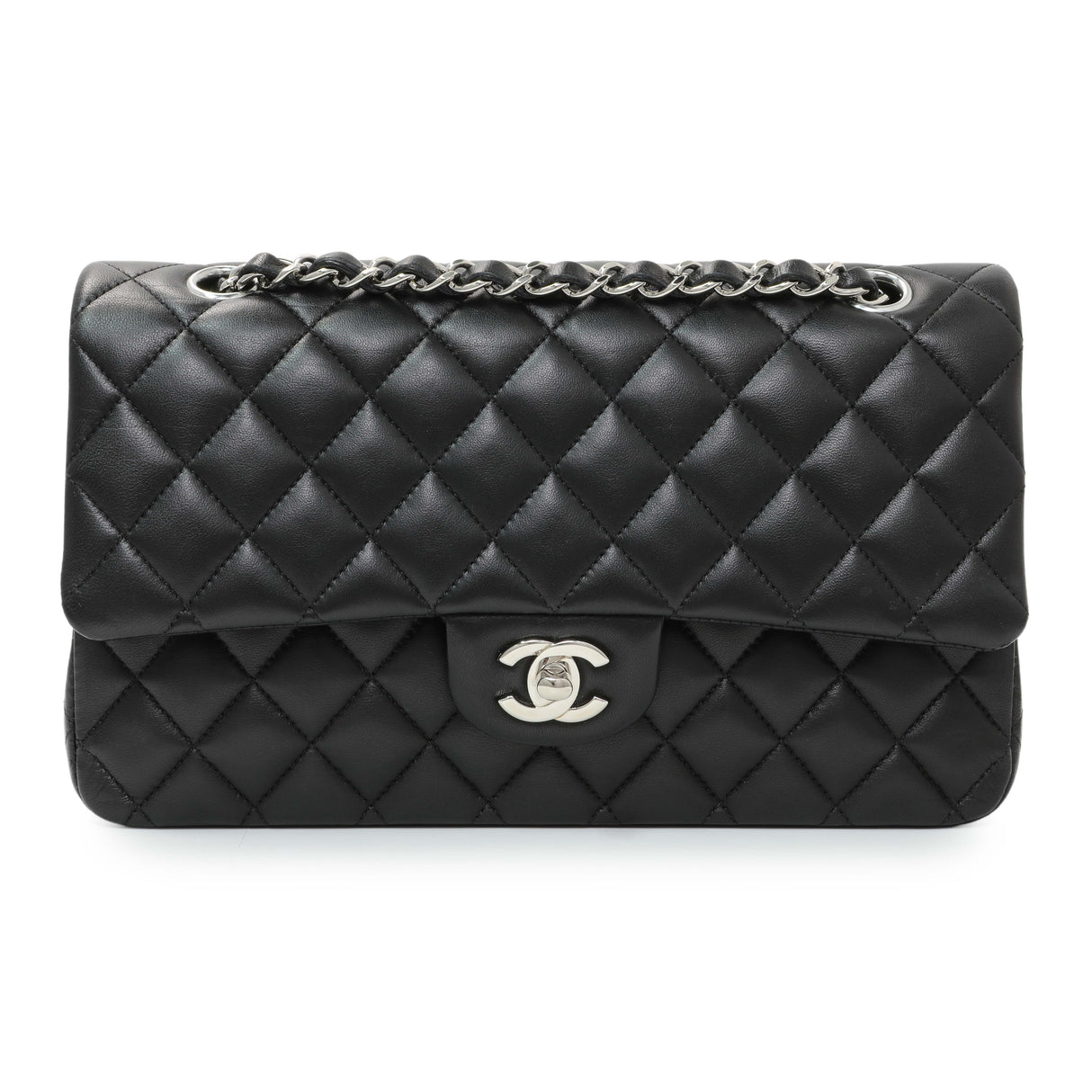 Chanel Black Quilted Lambskin Medium Double Flap Handbags Chanel