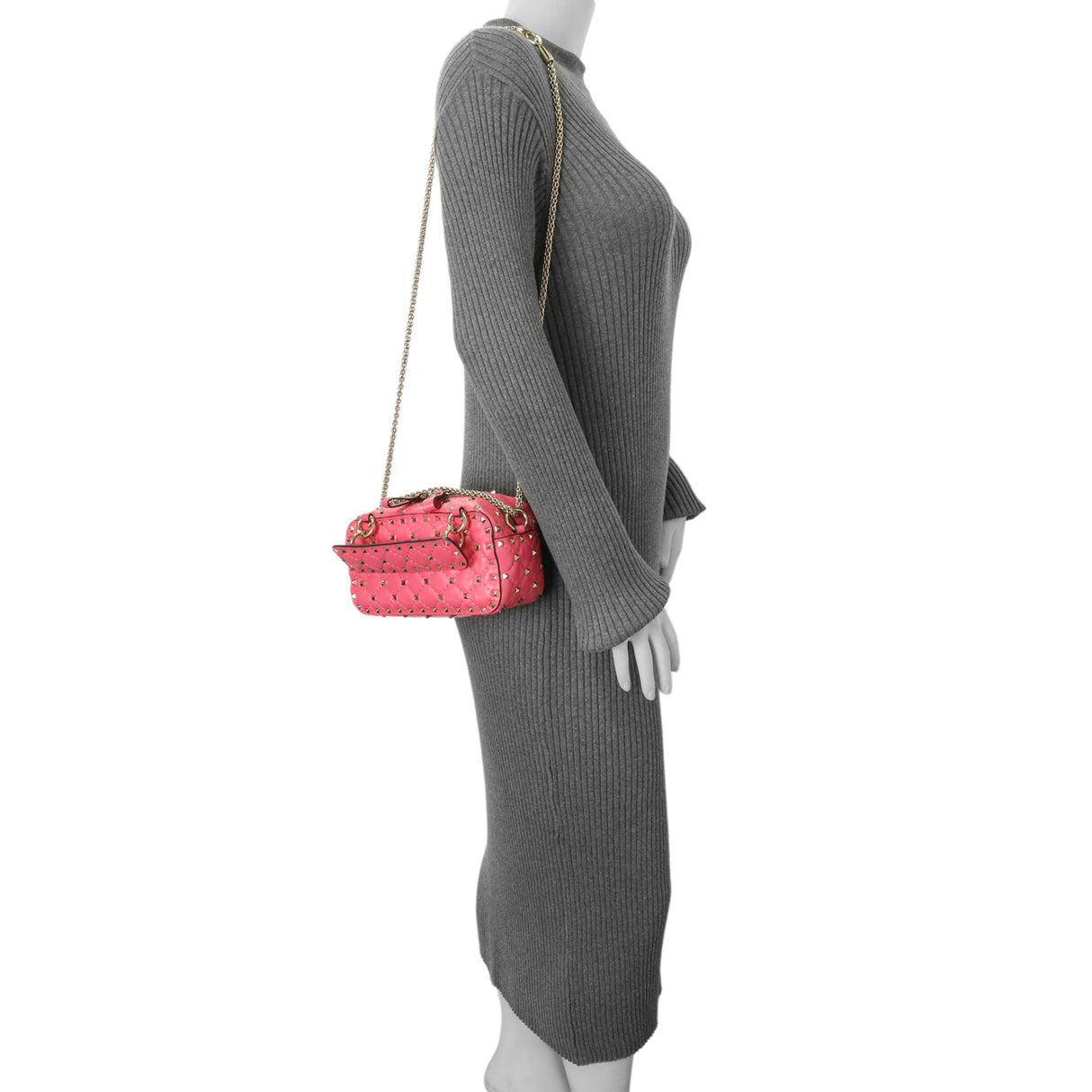 Valentino Pink Nappa Rockstud Spike Camera Bag Handbags Valentino